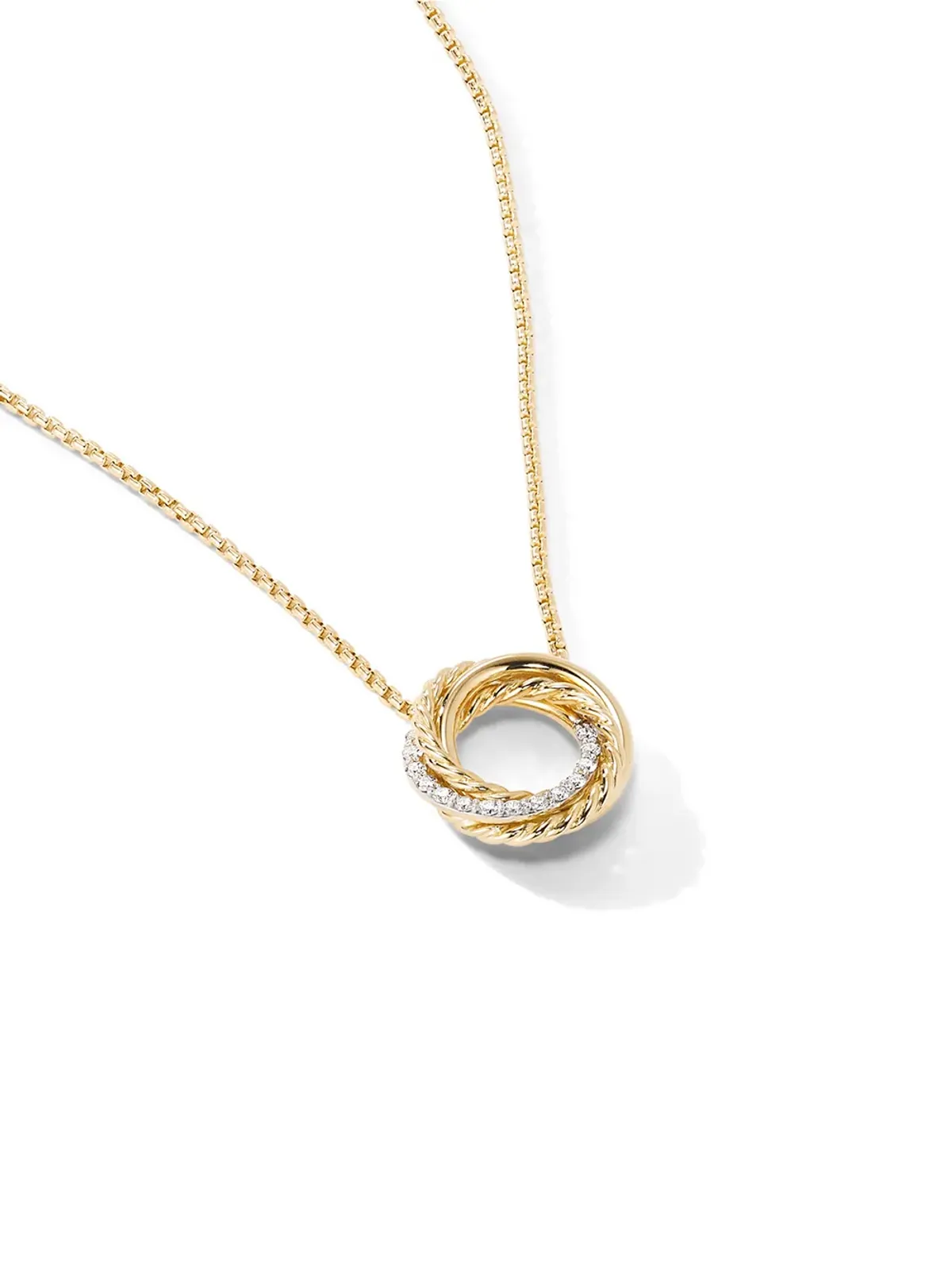 David Yurman 18K イエローゴールド クロスオーバー ダイヤモンド ネックレス - 画像2