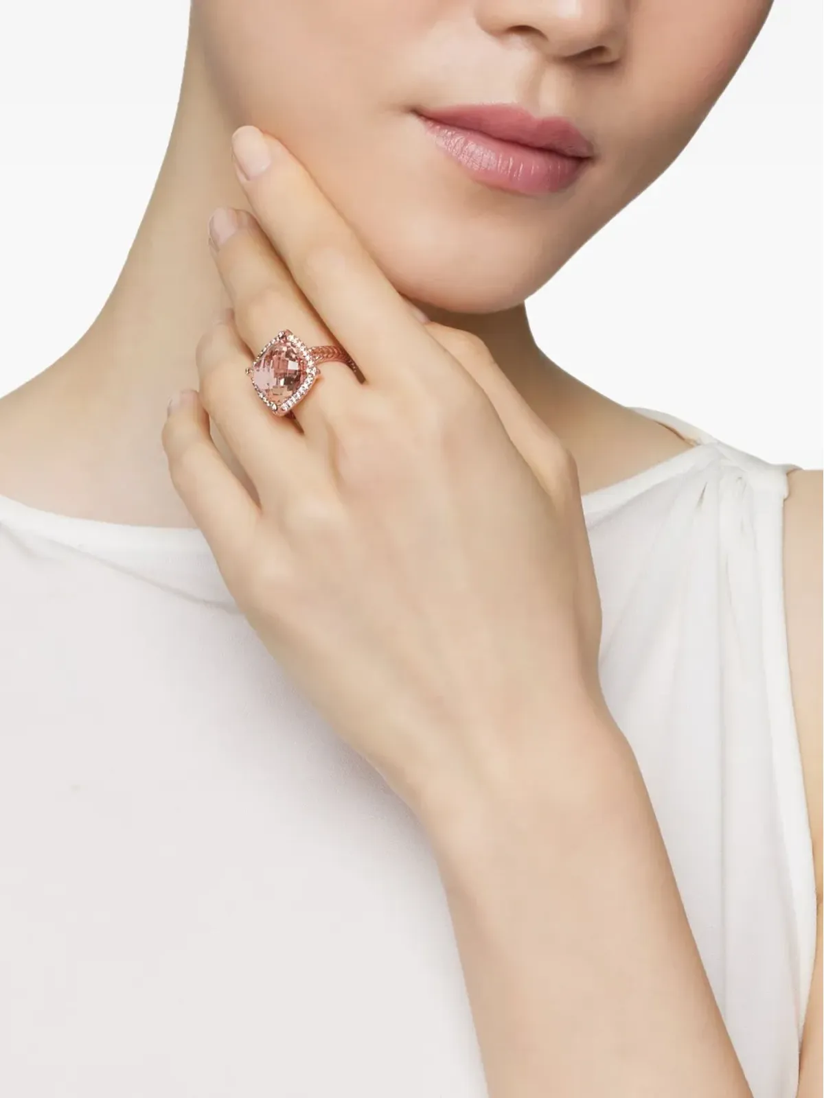 David Yurman 18kt ローズゴールド Chatelaine モルガナイト＆ダイヤモンド リング - 画像2