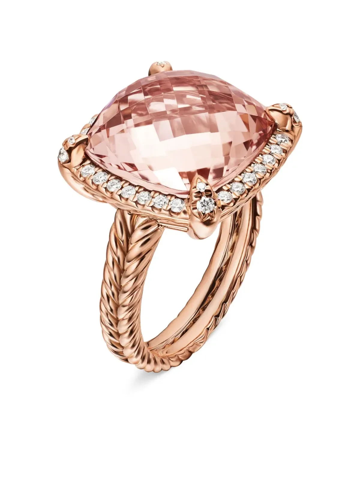 David Yurman 18kt ローズゴールド Chatelaine モルガナイト＆ダイヤモンド リング - 画像4