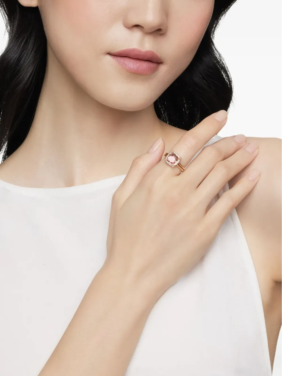 David Yurman 18K ローズゴールド Chatelaine モルガナイト＆ダイヤモンド リング - ピンク - 画像2
