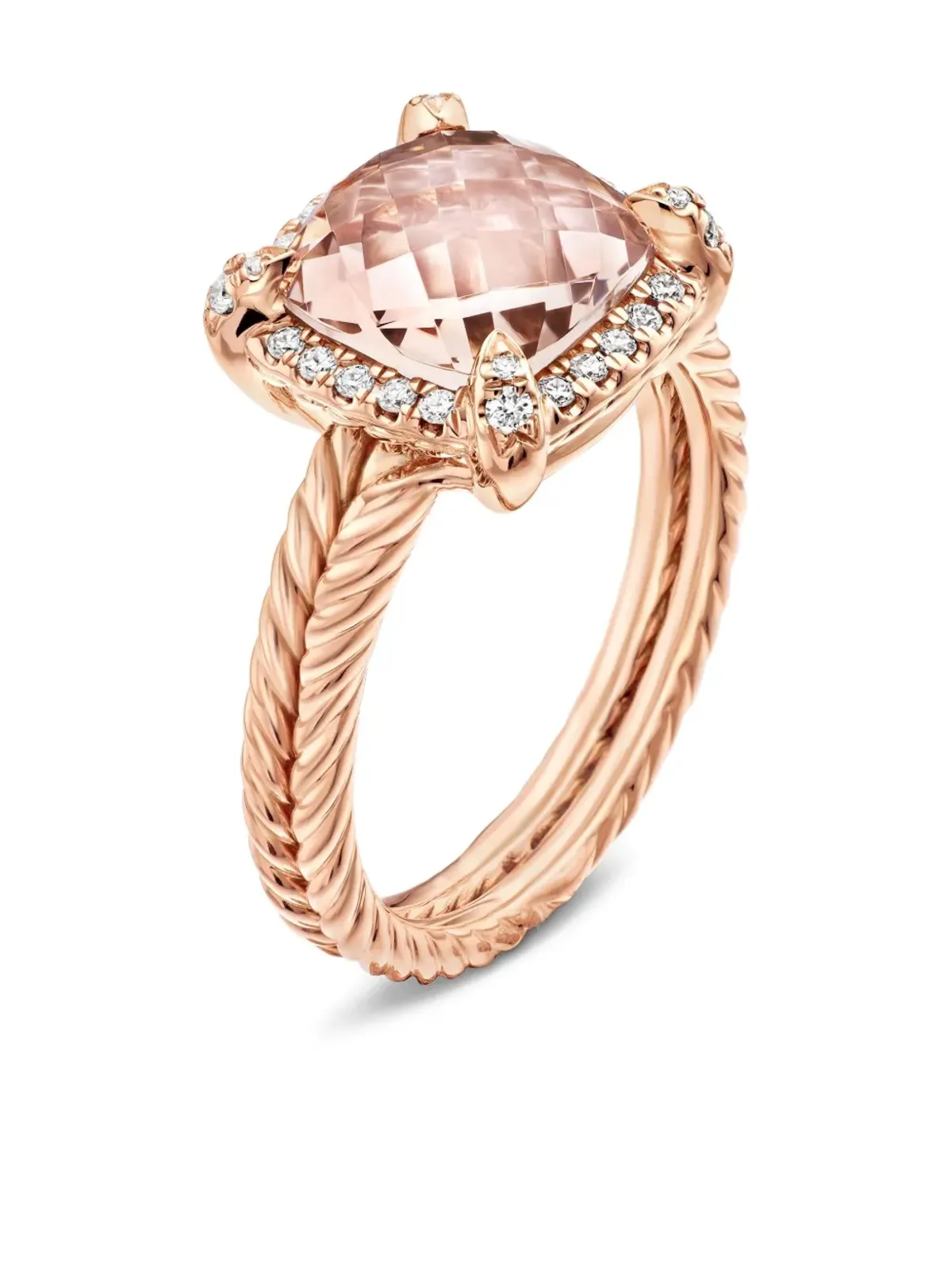 David Yurman 18K ローズゴールド Chatelaine モルガナイト＆ダイヤモンド リング - ピンク - 画像4