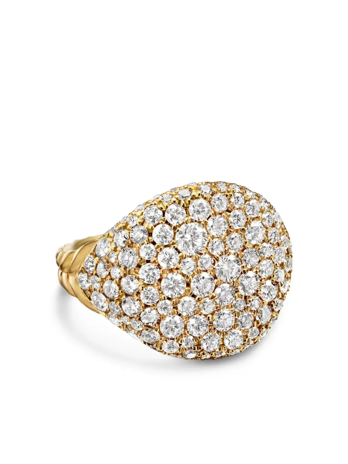 David Yurman 18kt イエローゴールド チェヴォン ダイヤモンド ピンキーリング - 画像1