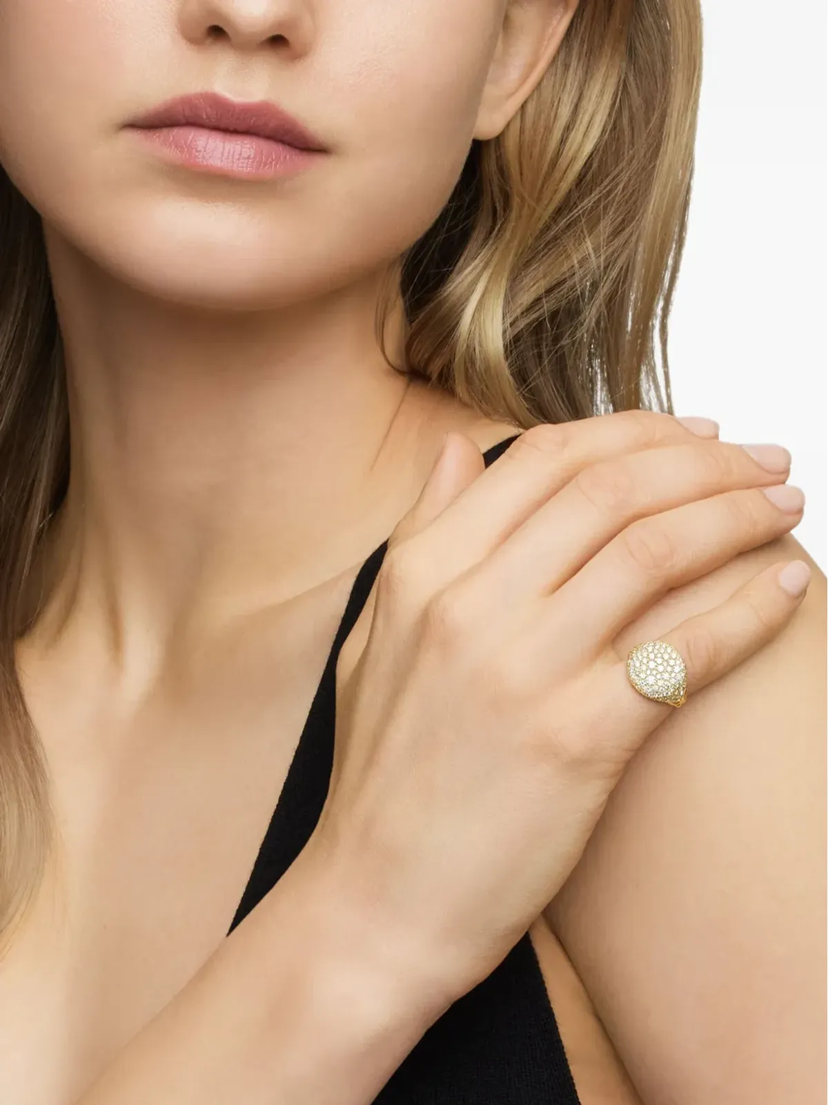 David Yurman 18kt イエローゴールド チェヴォン ダイヤモンド ピンキーリング - 画像2