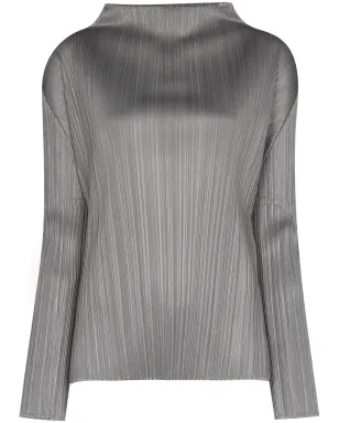Pleats Please Issey Miyake カウルネックトップ - Grey - サムネイル1
