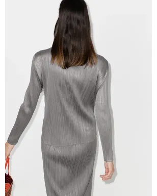Pleats Please Issey Miyake カウルネックトップ - Grey - サムネイル3