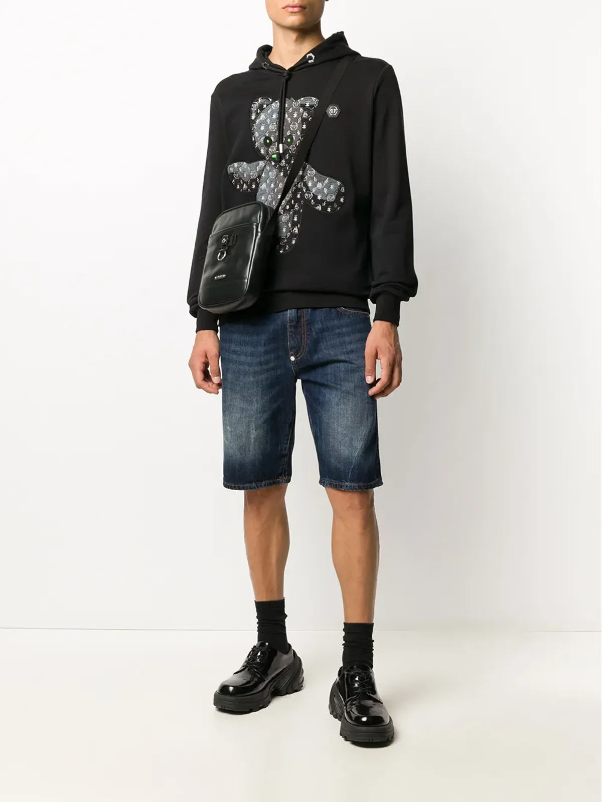 Philipp Plein テディベア フード付きパーカー - ブラック - 画像2