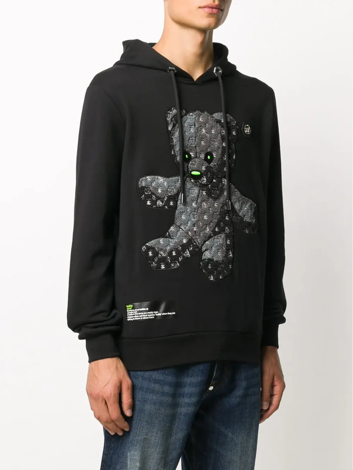 Philipp Plein テディベア フード付きパーカー - ブラック - 画像3