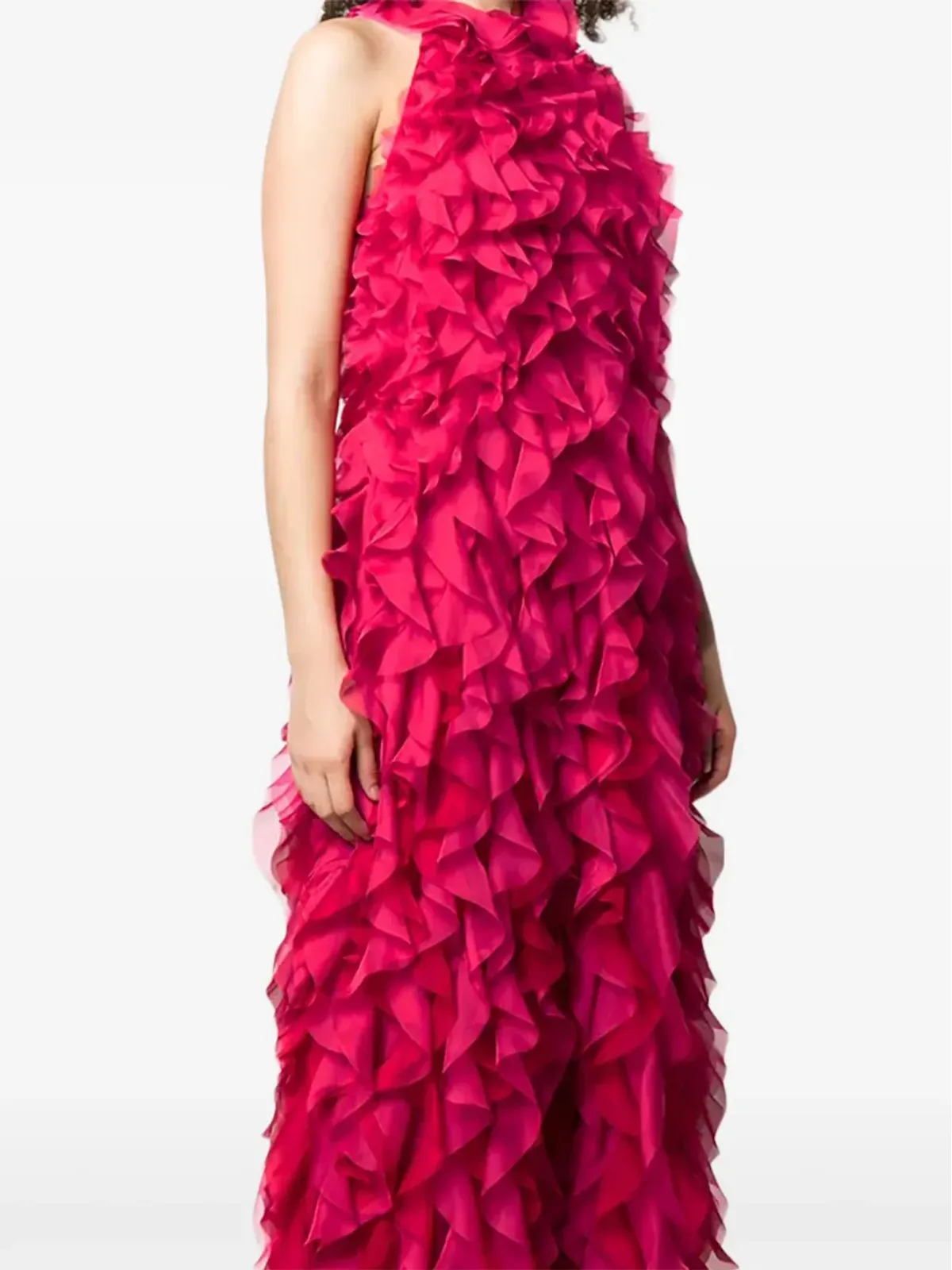 Alberta Ferretti ラッフル付きレーサーバック・イブニングドレス - 画像2