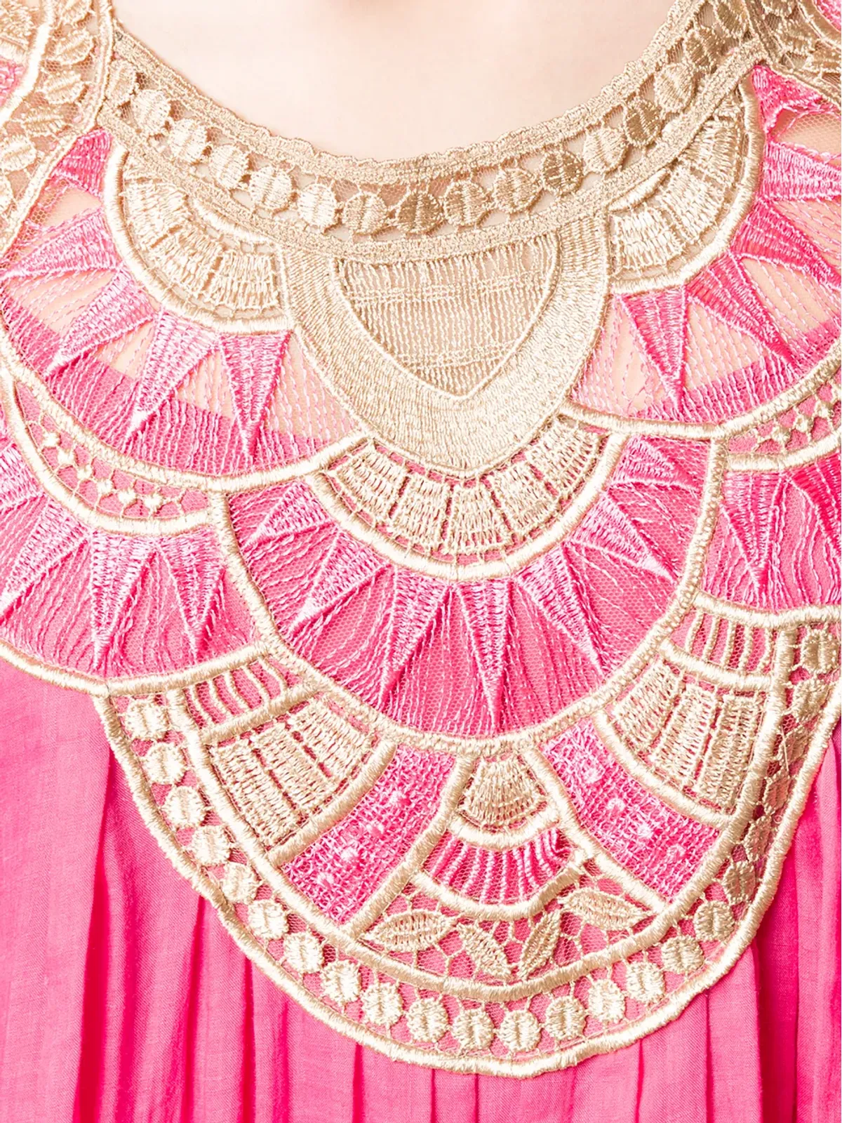 Alberta Ferretti ピンクの刺繍パネル・シワ加工ドレス - 画像5
