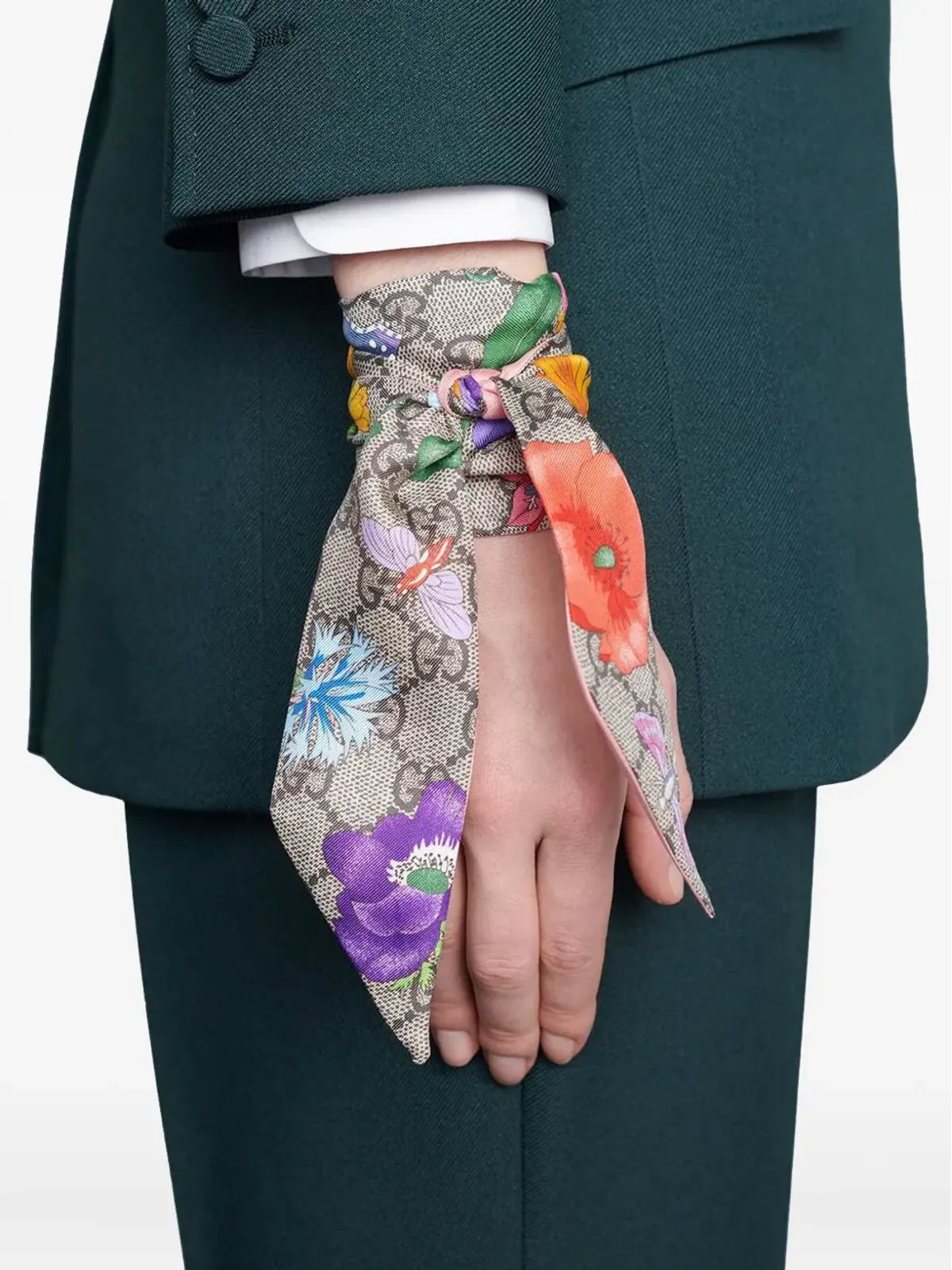 Gucci GG Flora print neck bow - Multicolour - 画像5