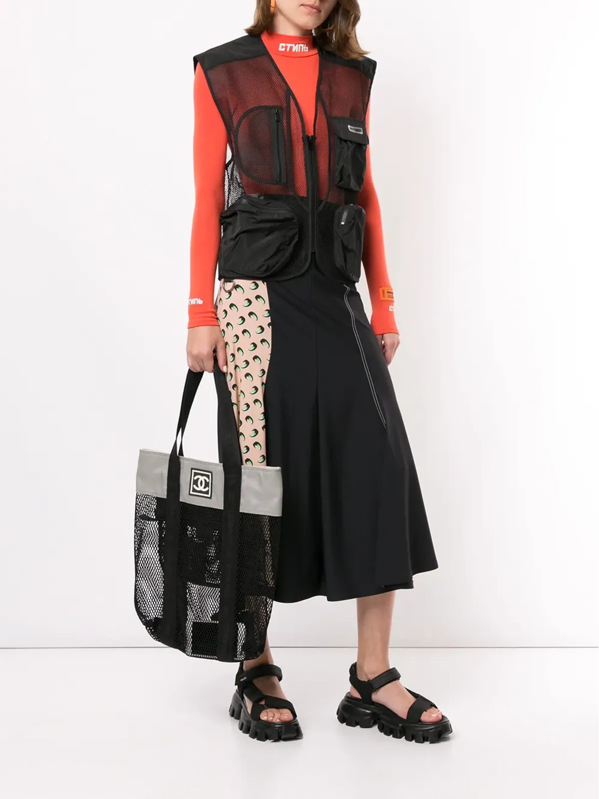 CHANEL Vintage 2003スポーツライン トートバッグ ブラック - 画像2