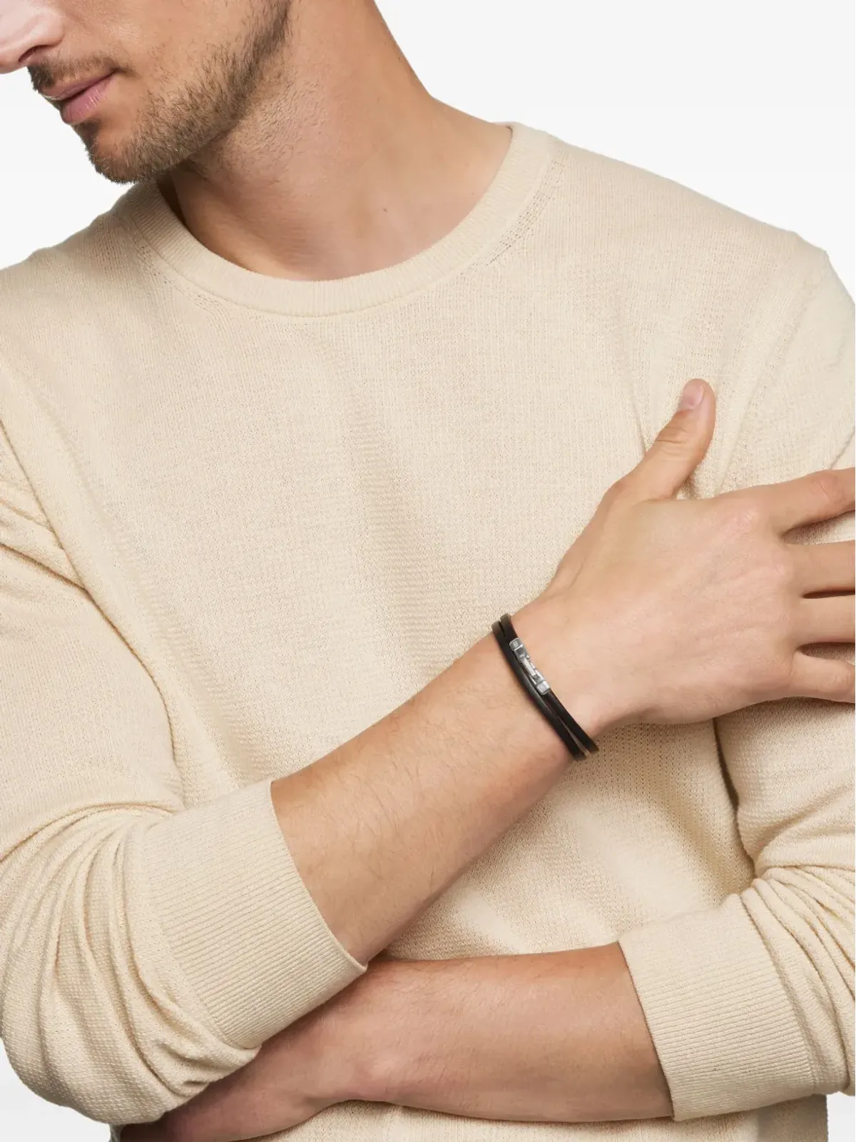 David Yurman ストリームライン ダブルラップ レザー ブレスレット - 画像2
