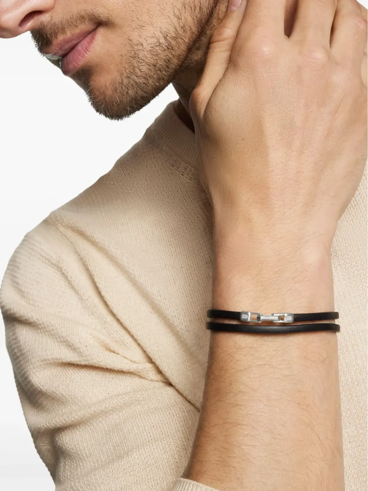 David Yurman ストリームライン ダブルラップ レザー ブレスレット - 画像3