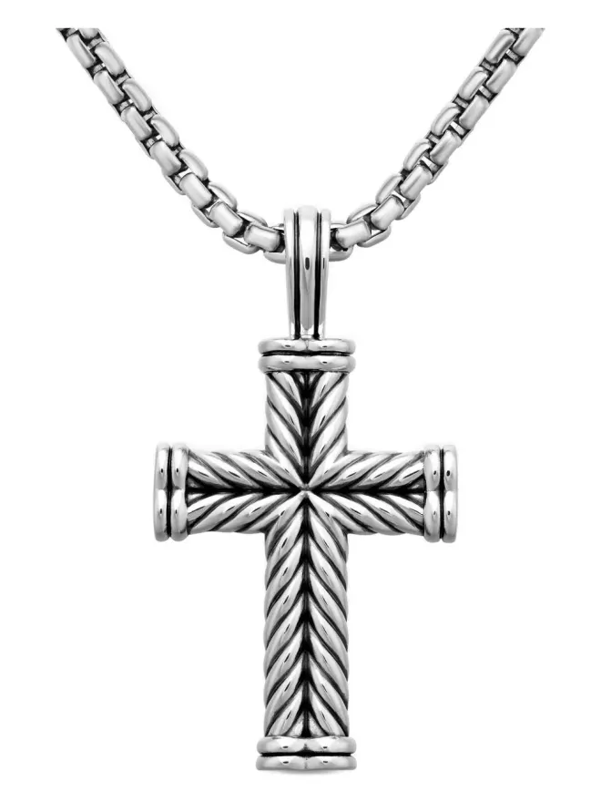 David Yurman David Yurman スターリングシルバー チェボン クロス ペンダントの商品画像