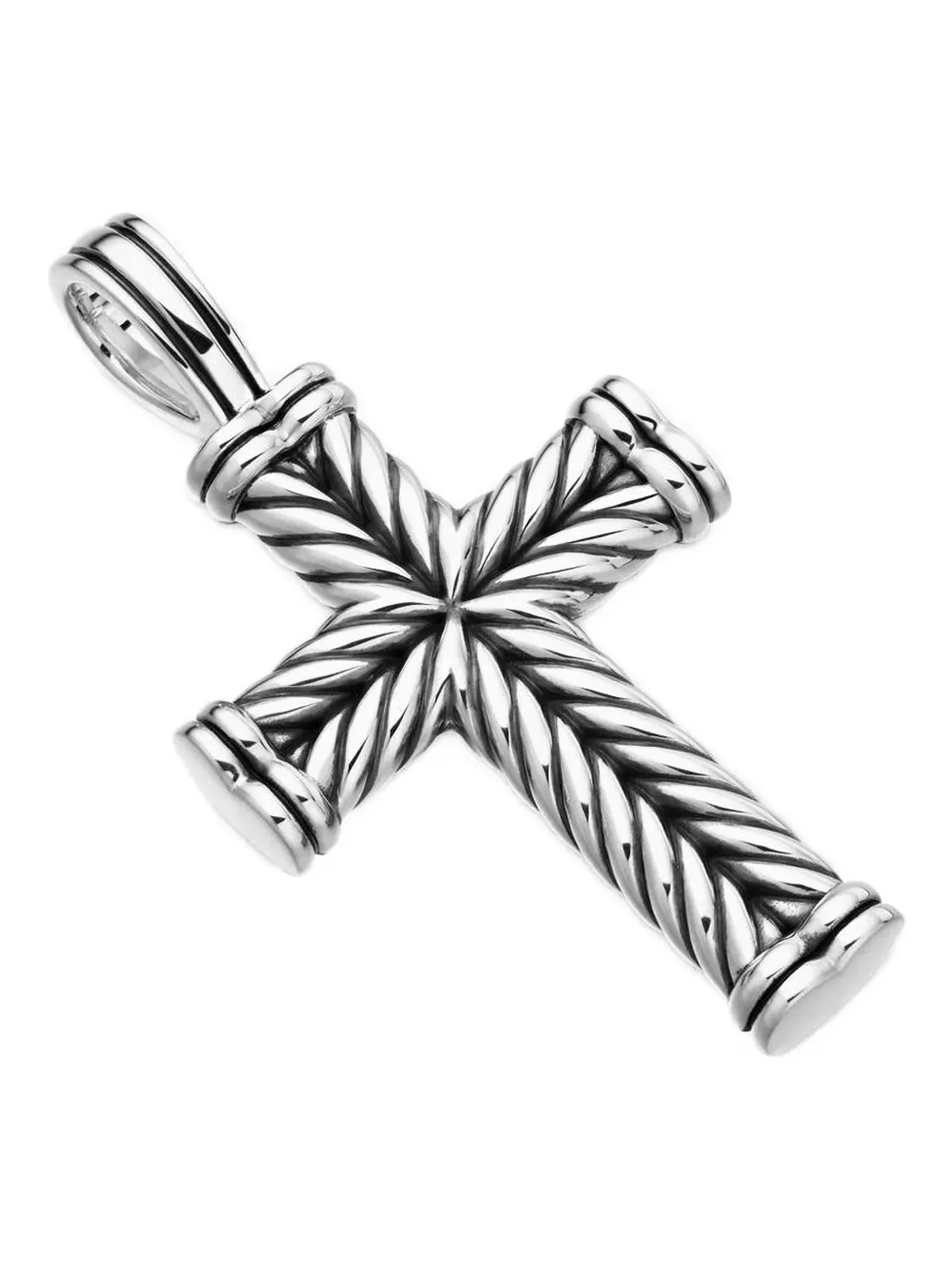 David Yurman スターリングシルバー チェボン クロス ペンダント - 画像3
