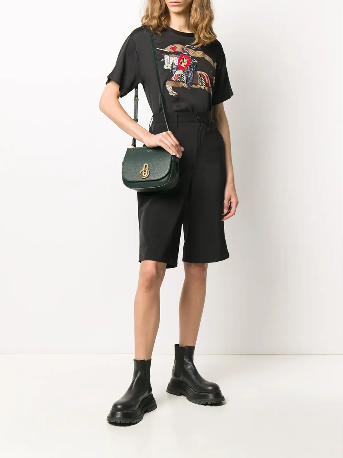 Mulberry アンバーリー ロゴ クロスボディバッグ（グリーン） - 画像2