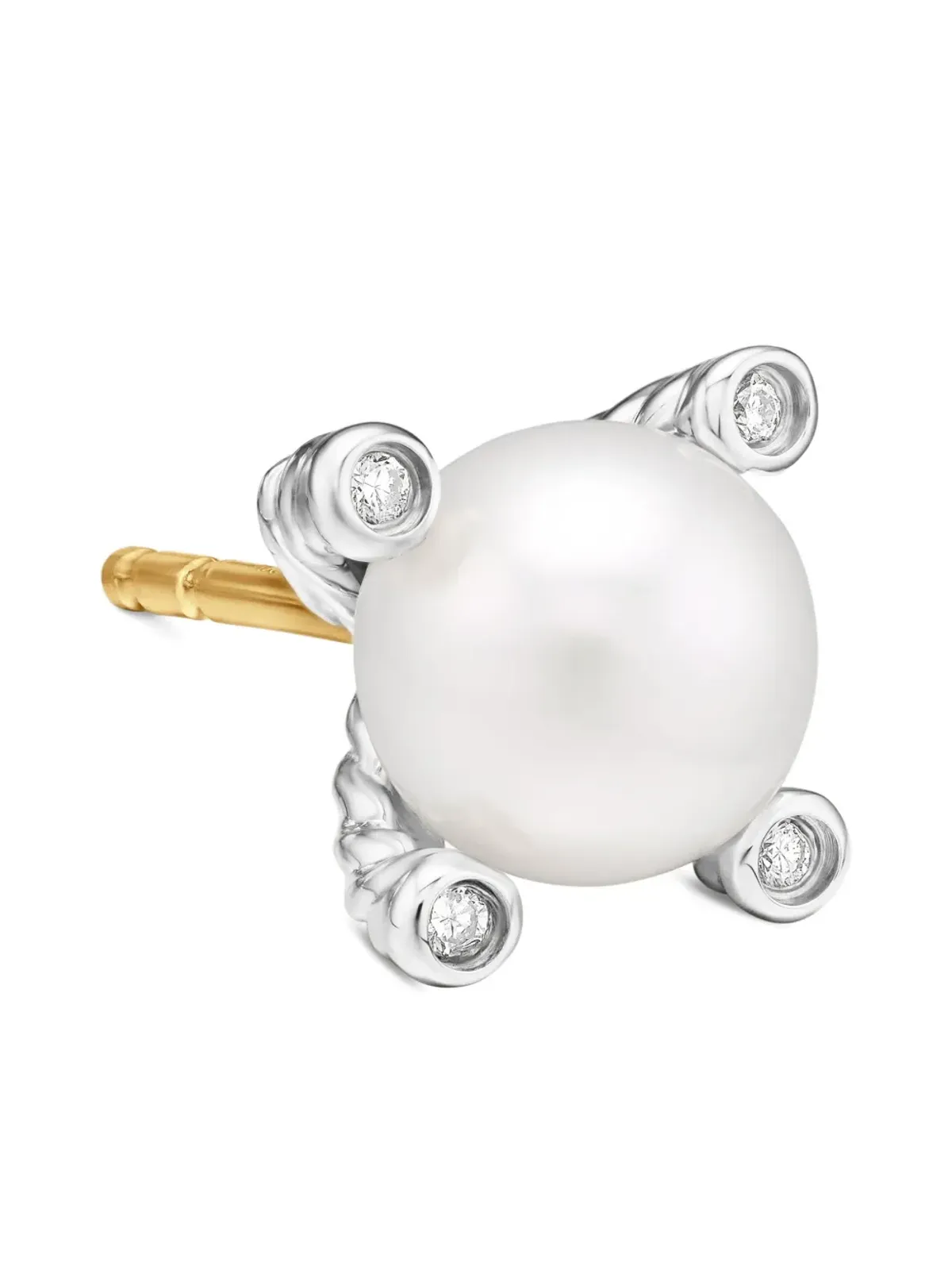David Yurman sterling silver pearl and diamond stud earrings (7.4mm) - 画像5