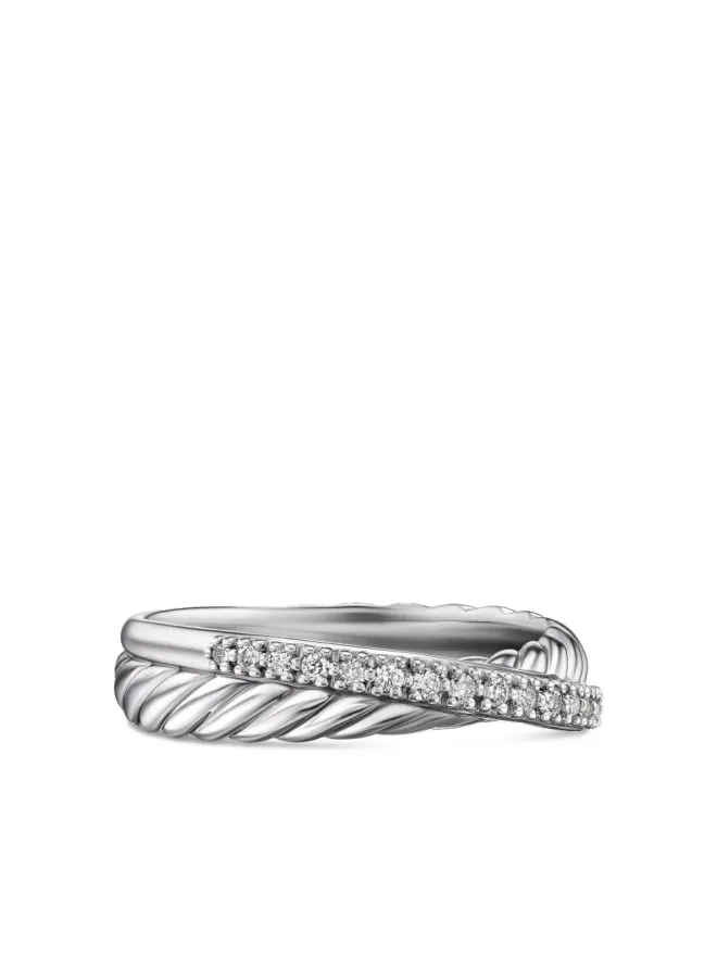 David Yurman David Yurman スターリングシルバー クロスオーバー ダイヤモンド リングの商品画像
