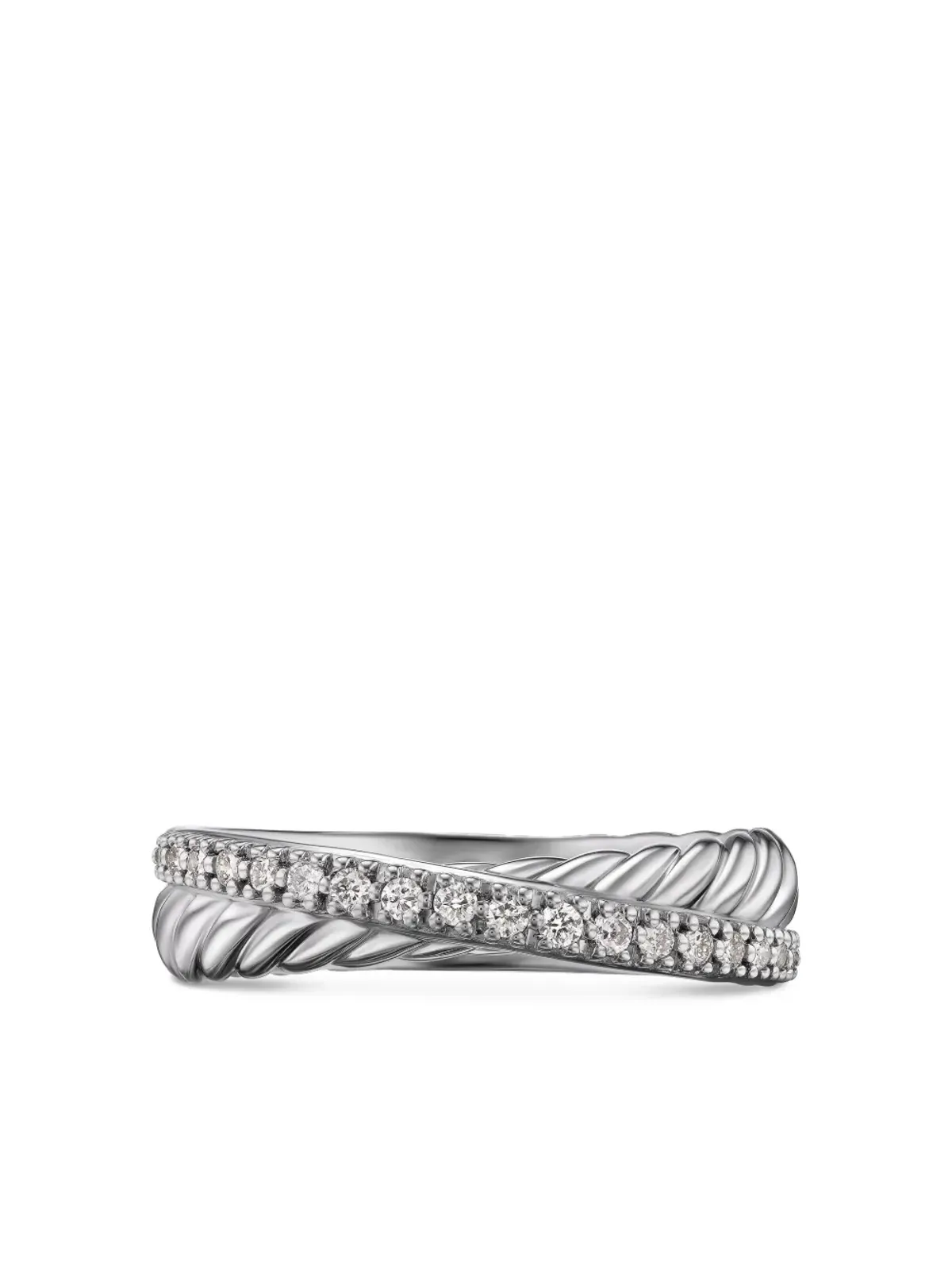 David Yurman スターリングシルバー クロスオーバー ダイヤモンド リング - 画像5