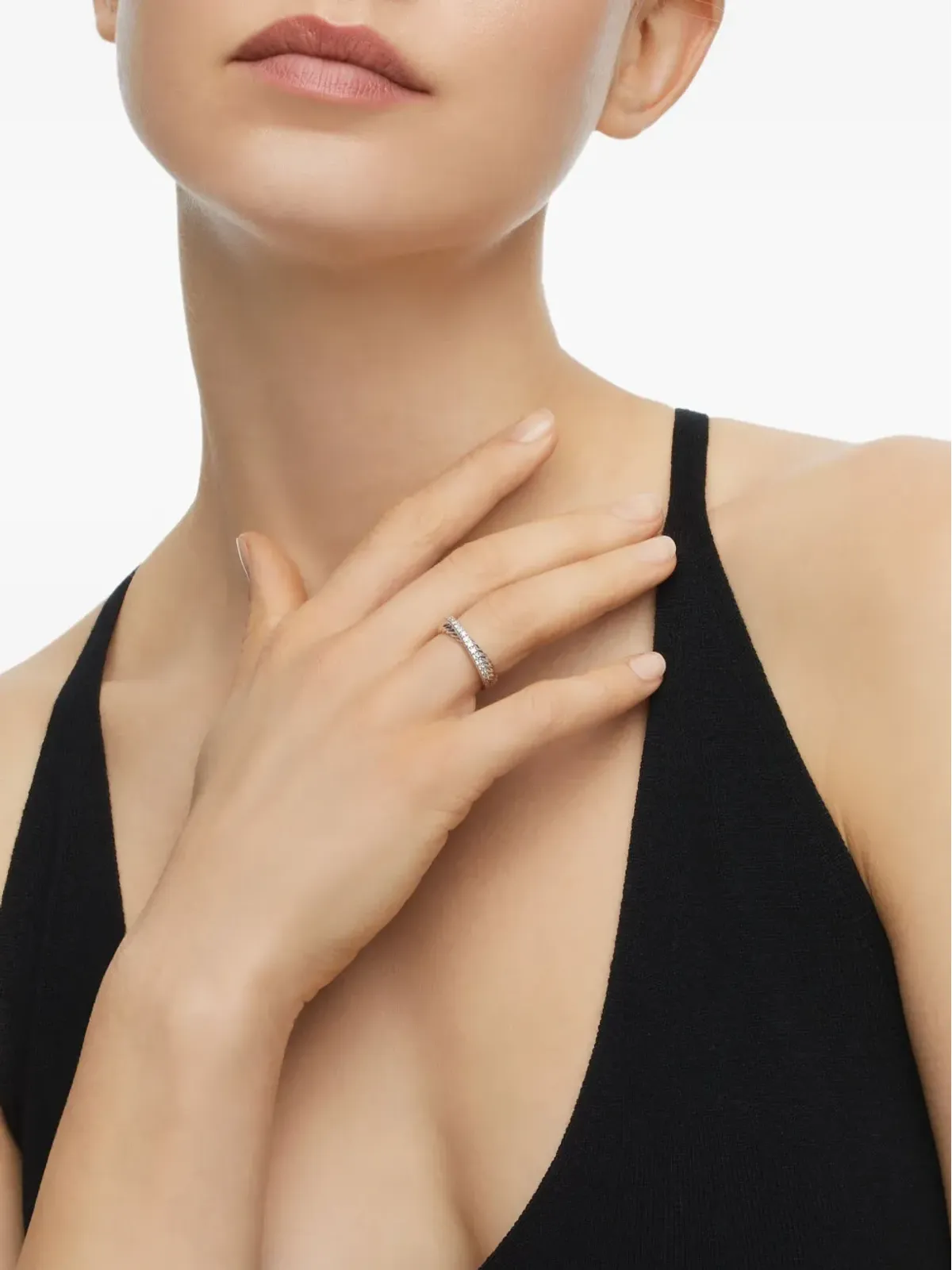 David Yurman スターリングシルバー クロスオーバー ダイヤモンド リング - 画像2