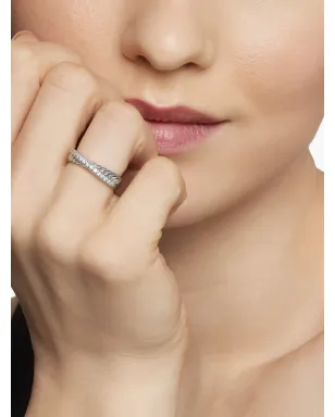 David Yurman スターリングシルバー クロスオーバー ダイヤモンド リング - サムネイル3