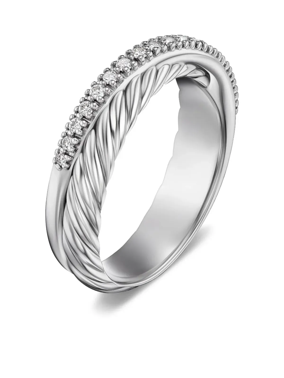 David Yurman スターリングシルバー クロスオーバー ダイヤモンド リング - 画像4