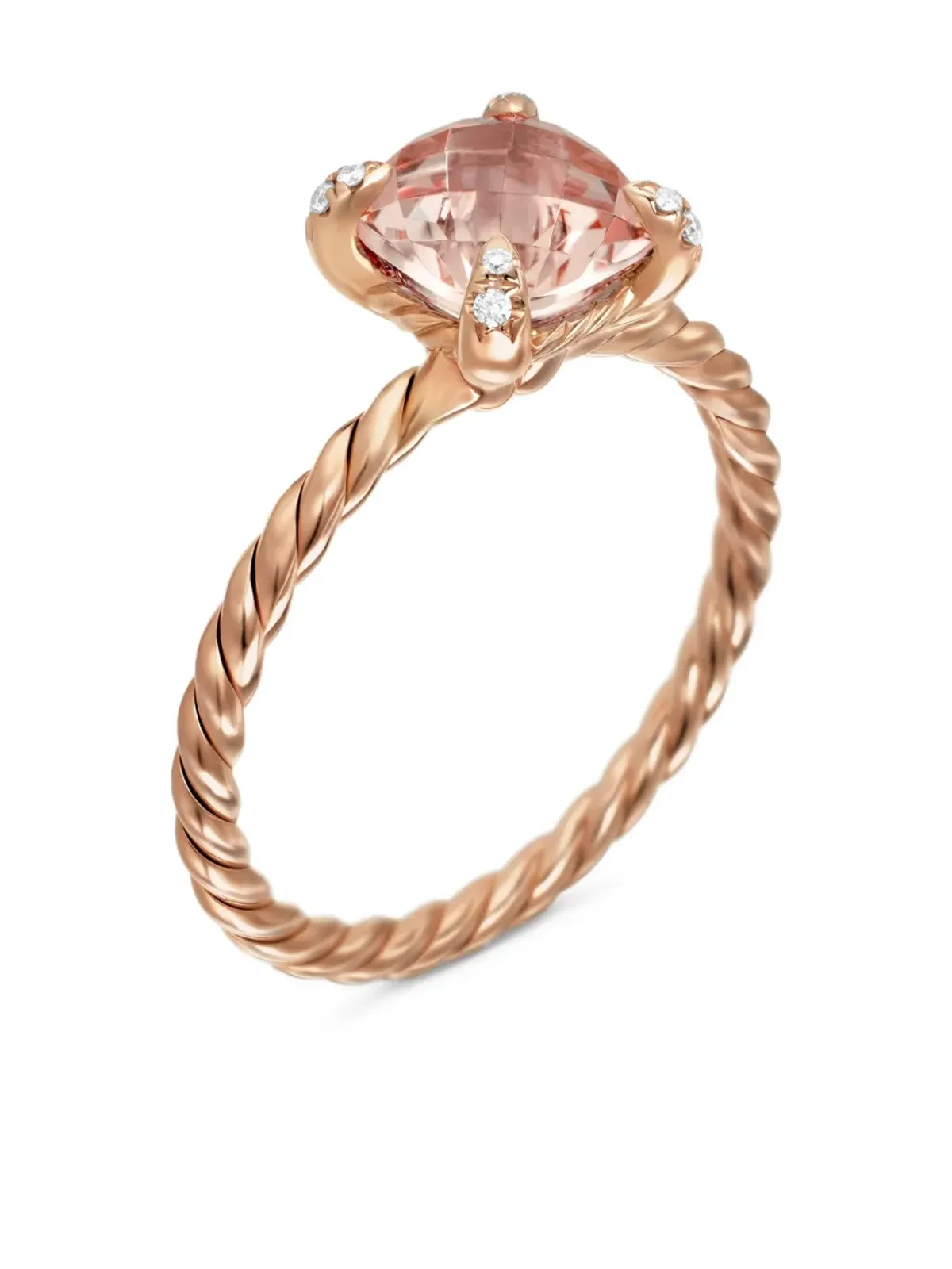 David Yurman 18kt ローズゴールド Chatelaine モルガナイトとダイヤモンド リング - 画像4