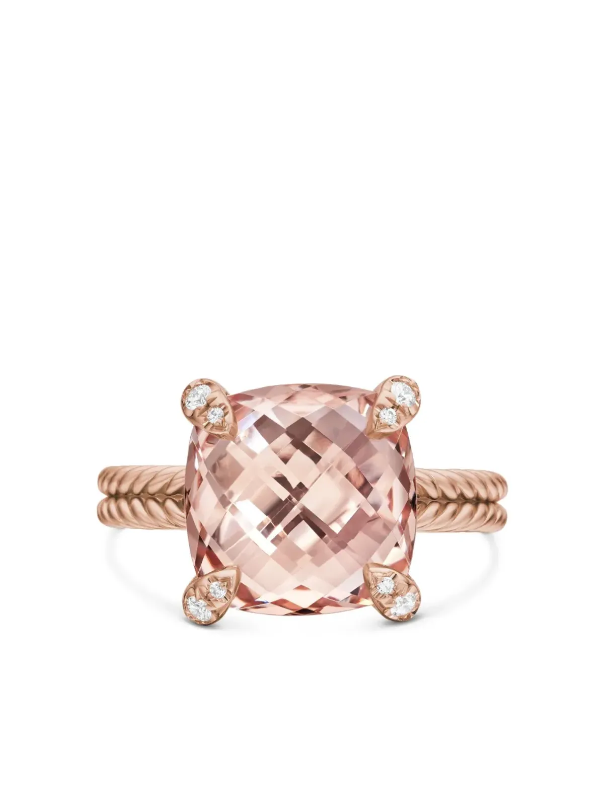 David Yurman 18Kローズゴールド Chatelaine モルガナイト＆ダイヤモンド リング（11mm）- ピンク - 画像5