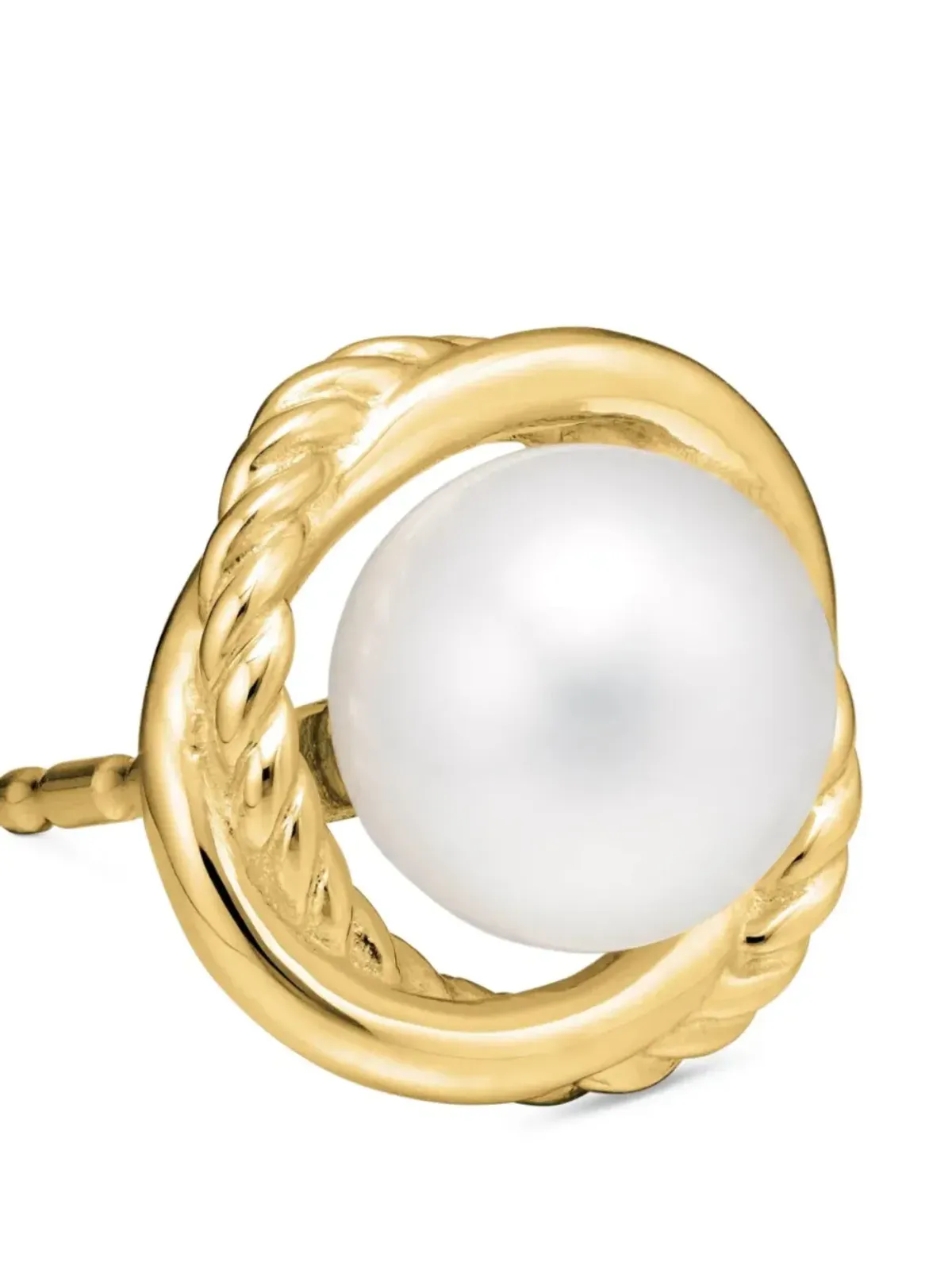 David Yurman 18ktイエローゴールド クロスオーバーインフィニティ パールスタッドピアス - 画像5