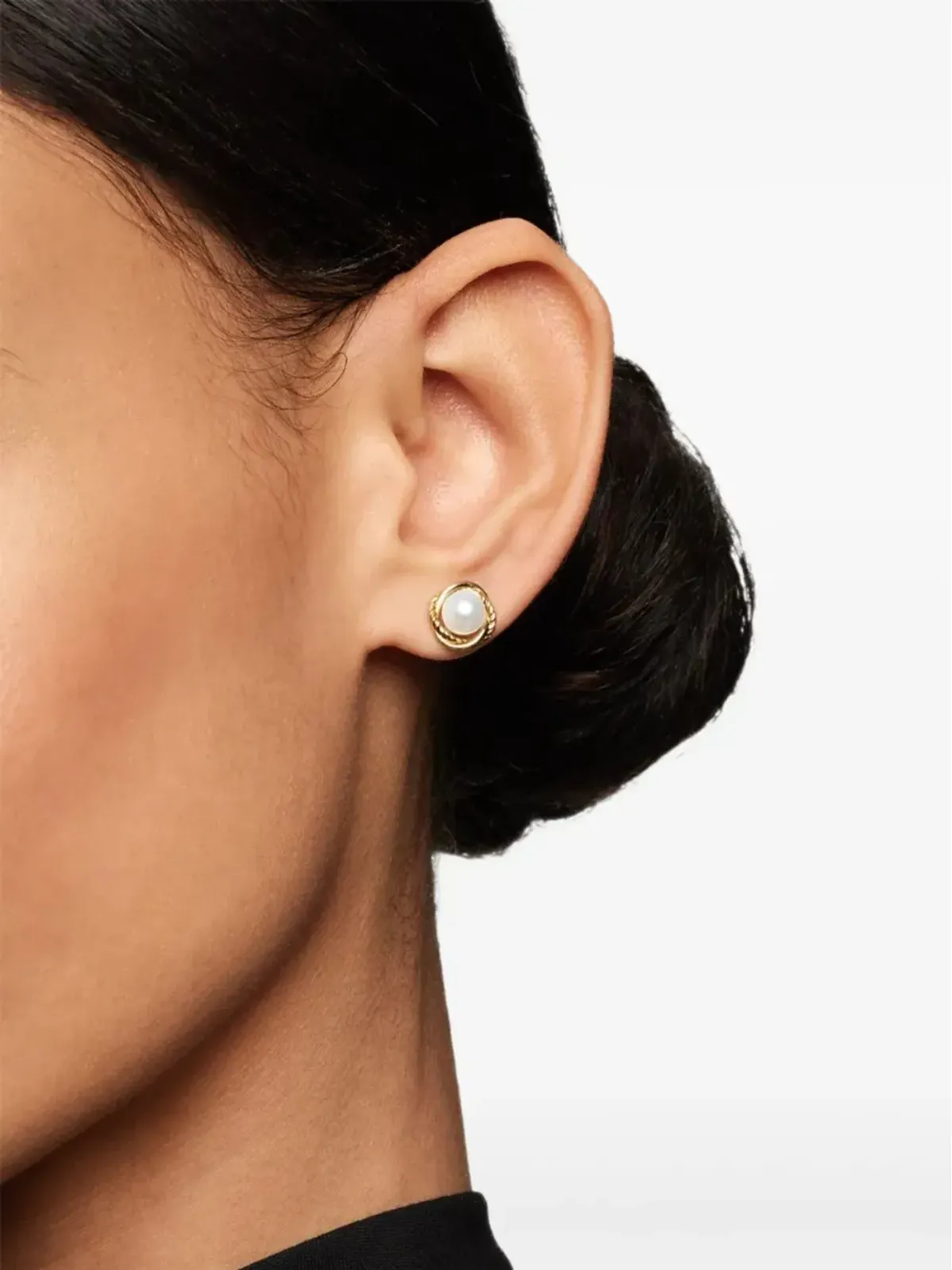 David Yurman 18ktイエローゴールド クロスオーバーインフィニティ パールスタッドピアス - 画像3