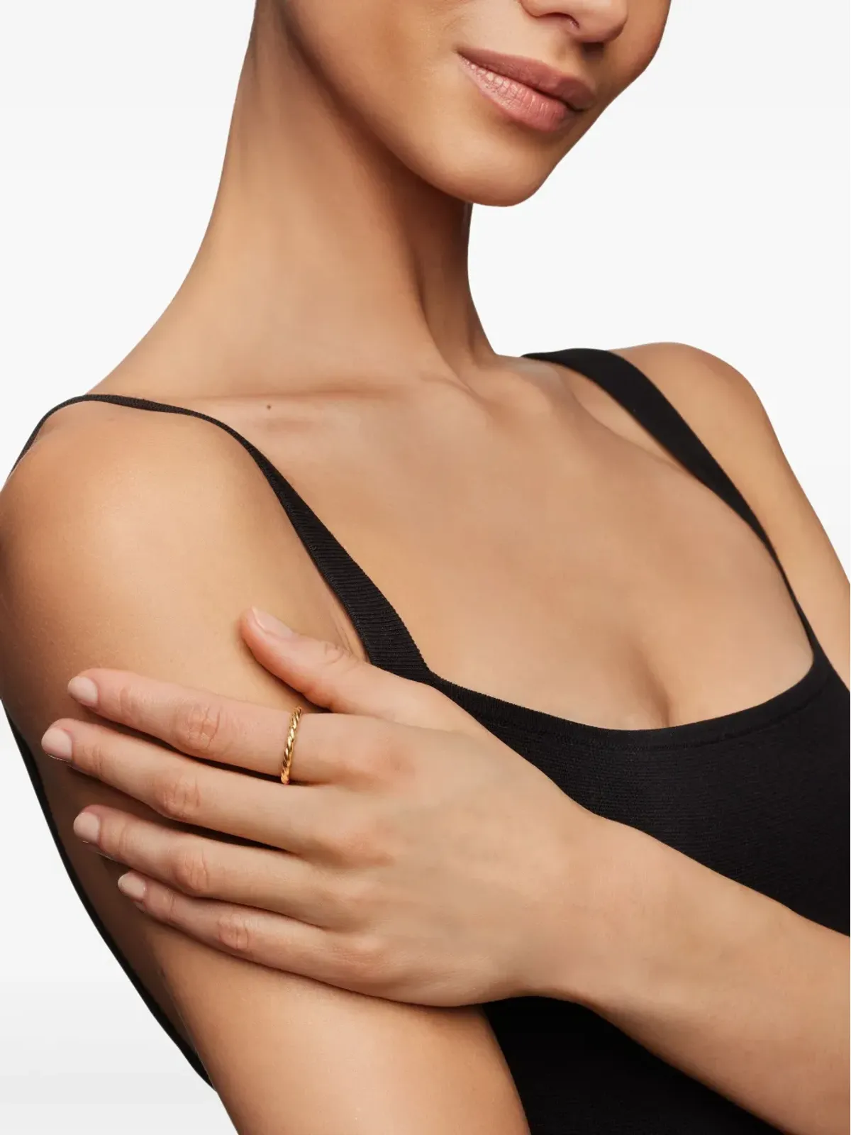 David Yurman 18K イエローゴールド 細身バンドリング - 画像2