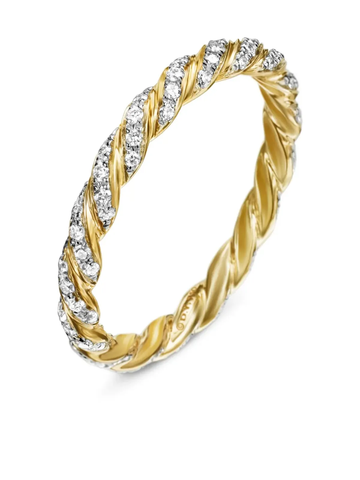 David Yurman 18kt yellow gold Pavé Petite diamond band ring (2.8mm) - 画像4