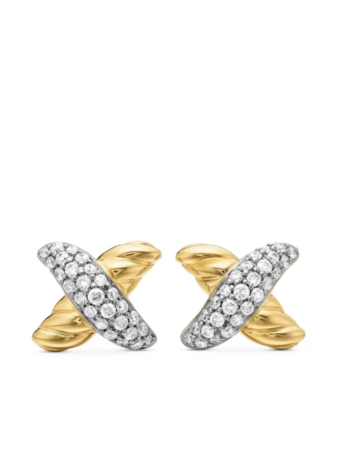 David Yurman David Yurman 18K イエローゴールド Petite X ダイヤモンド スタッドピアスの商品画像