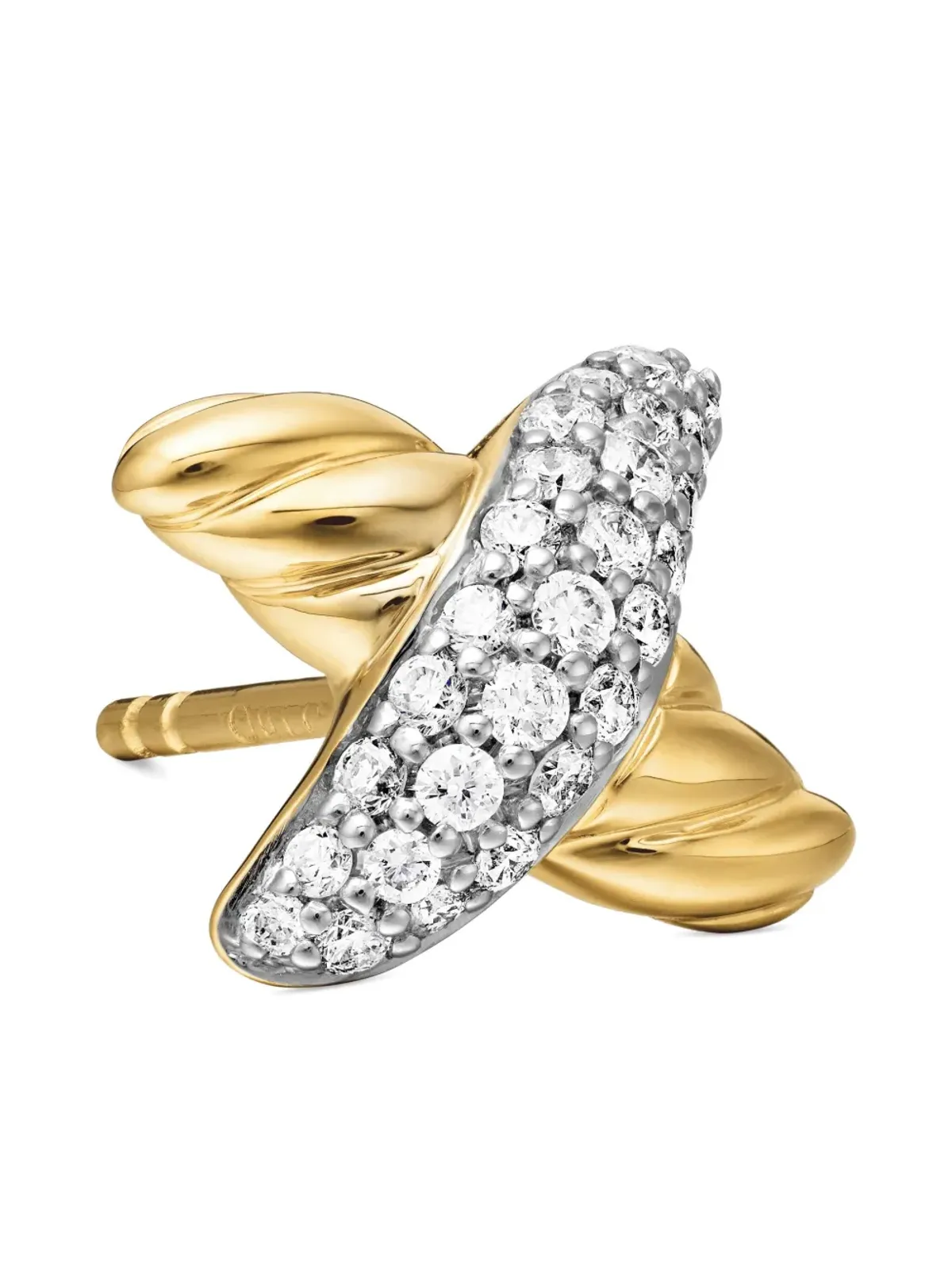 David Yurman 18K イエローゴールド Petite X ダイヤモンド スタッドピアス - 画像5