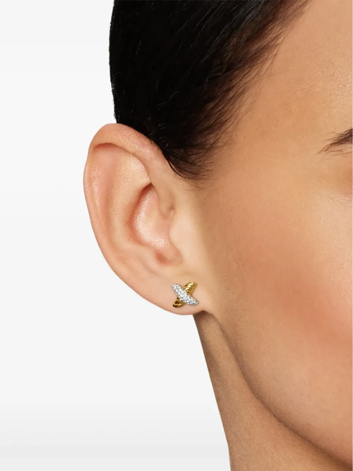 David Yurman 18K イエローゴールド Petite X ダイヤモンド スタッドピアス - 画像3