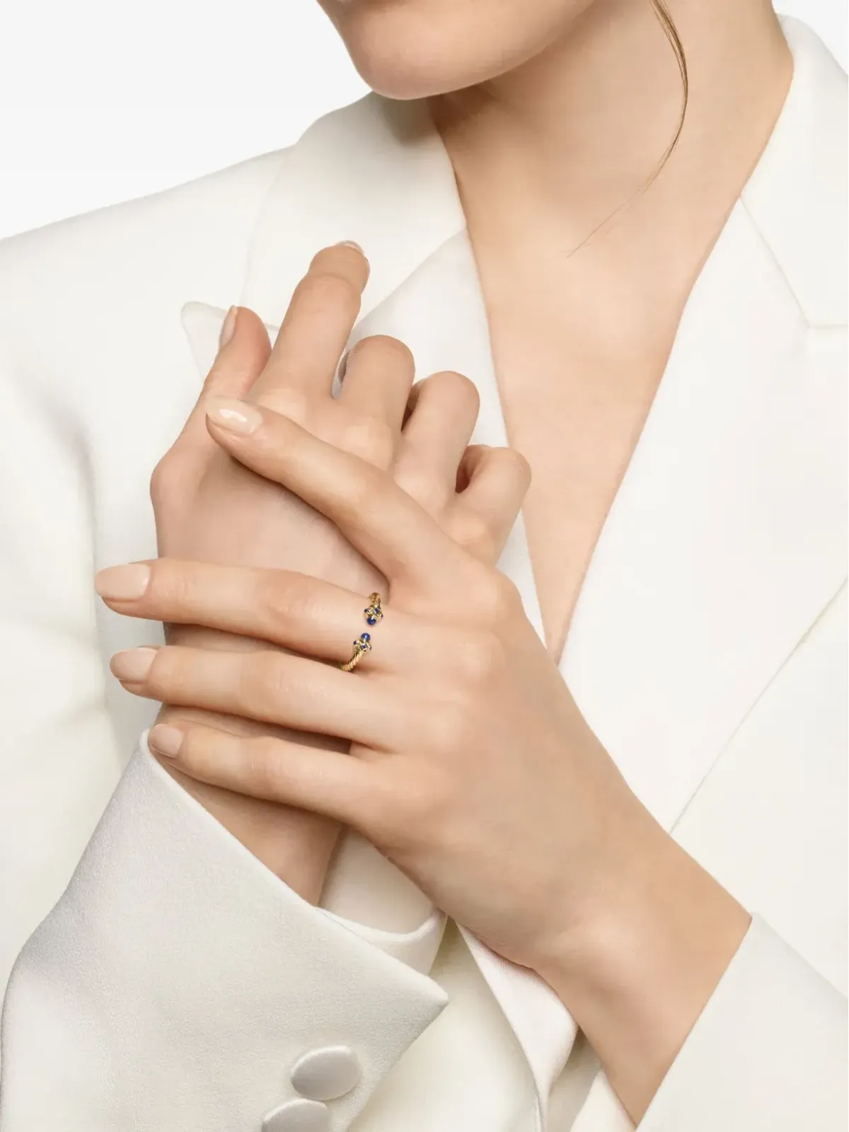 David Yurman 18K イエローゴールド ルネサンス サファイア リング - 画像2