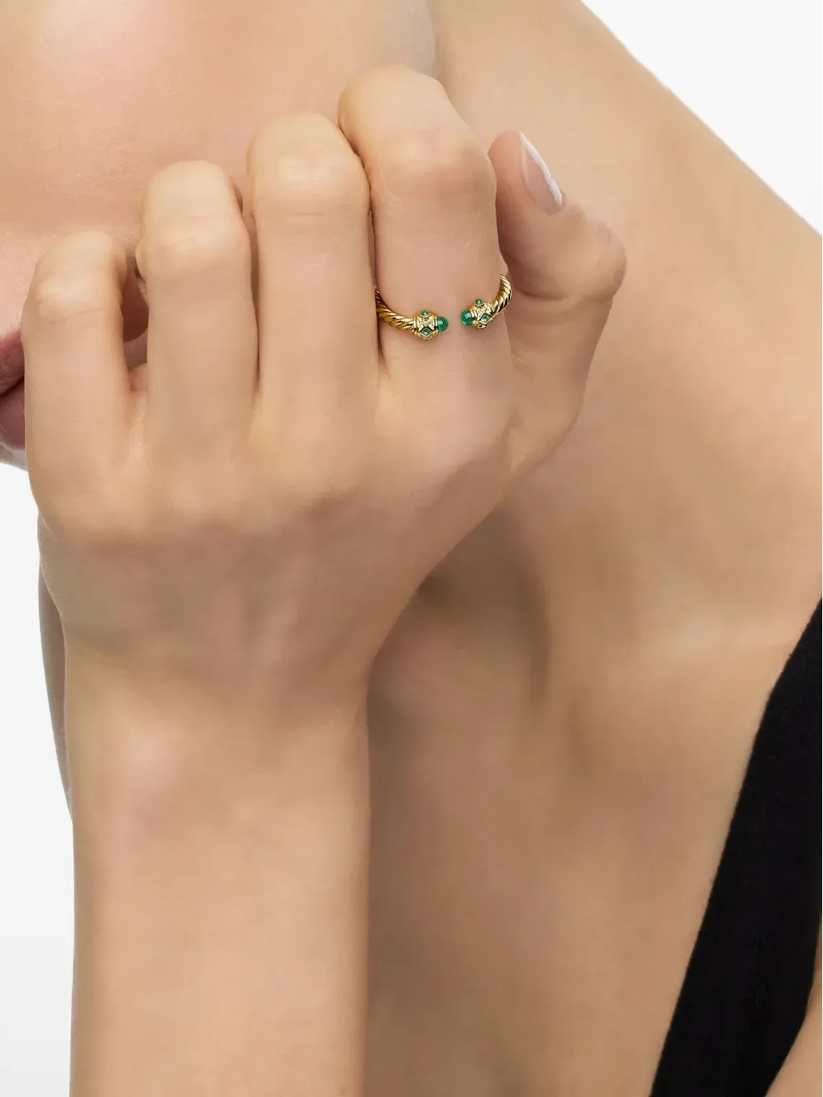 David Yurman 18Kイエローゴールド ルネサンス エメラルド リング - 画像3