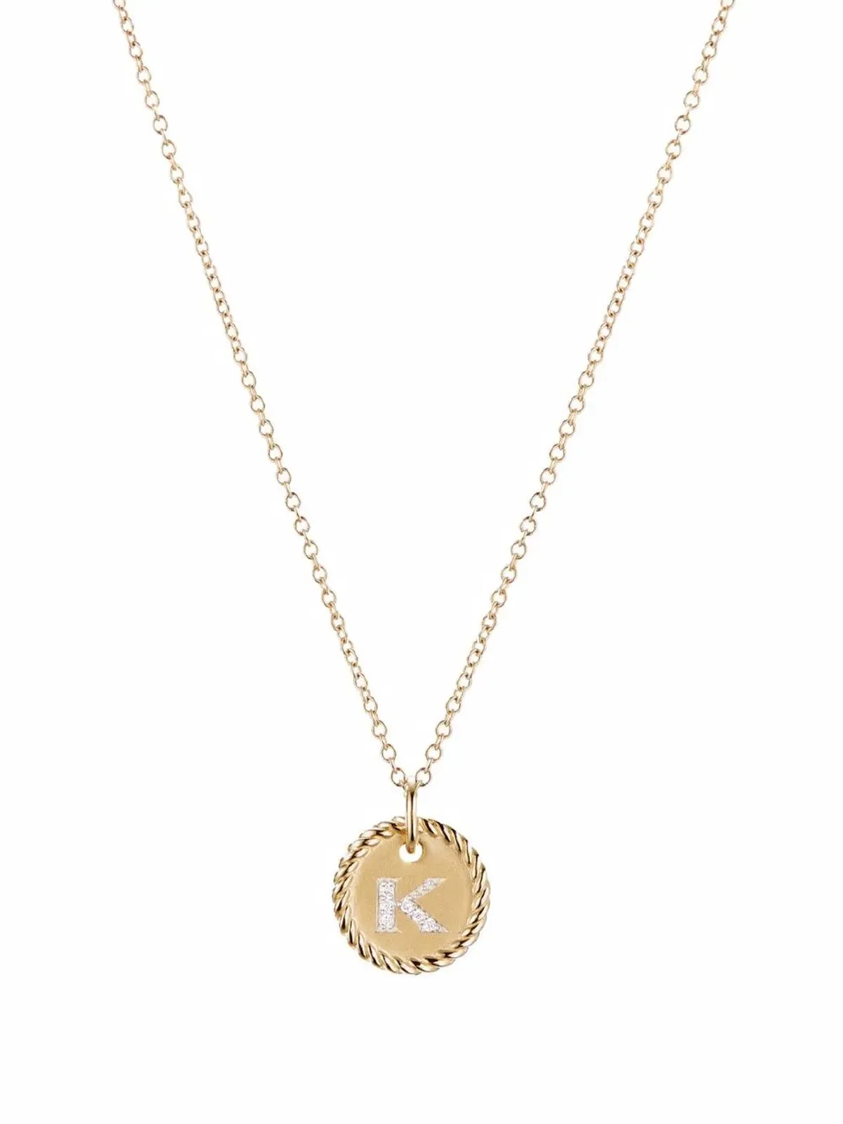 David Yurman 18K イエローゴールド K イニシャル チャーム ダイヤモンド ネックレス - 画像1