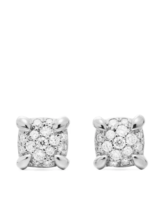 David Yurman David Yurman 18kt White Gold Petite Chatelaine Diamond Pavé Stud Earrings (5mm) - Silverの商品画像
