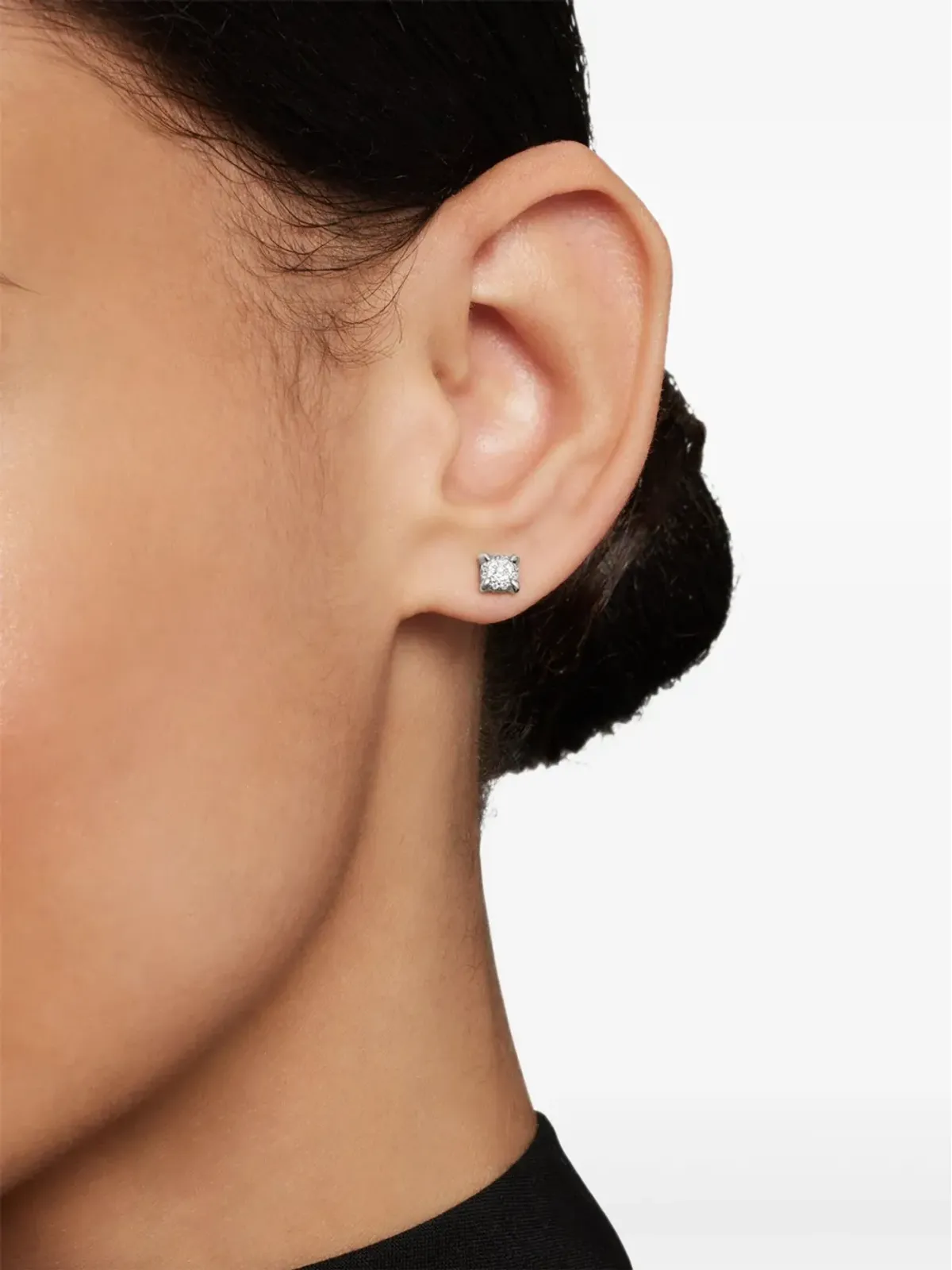David Yurman 18kt White Gold Petite Chatelaine Diamond Pavé Stud Earrings (5mm) - Silver - 画像3