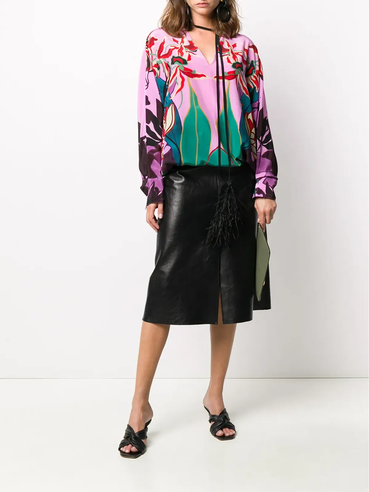 Valentino Garavani フェザー付きミラーオーキッド ラマージュ ブラウス - 画像2