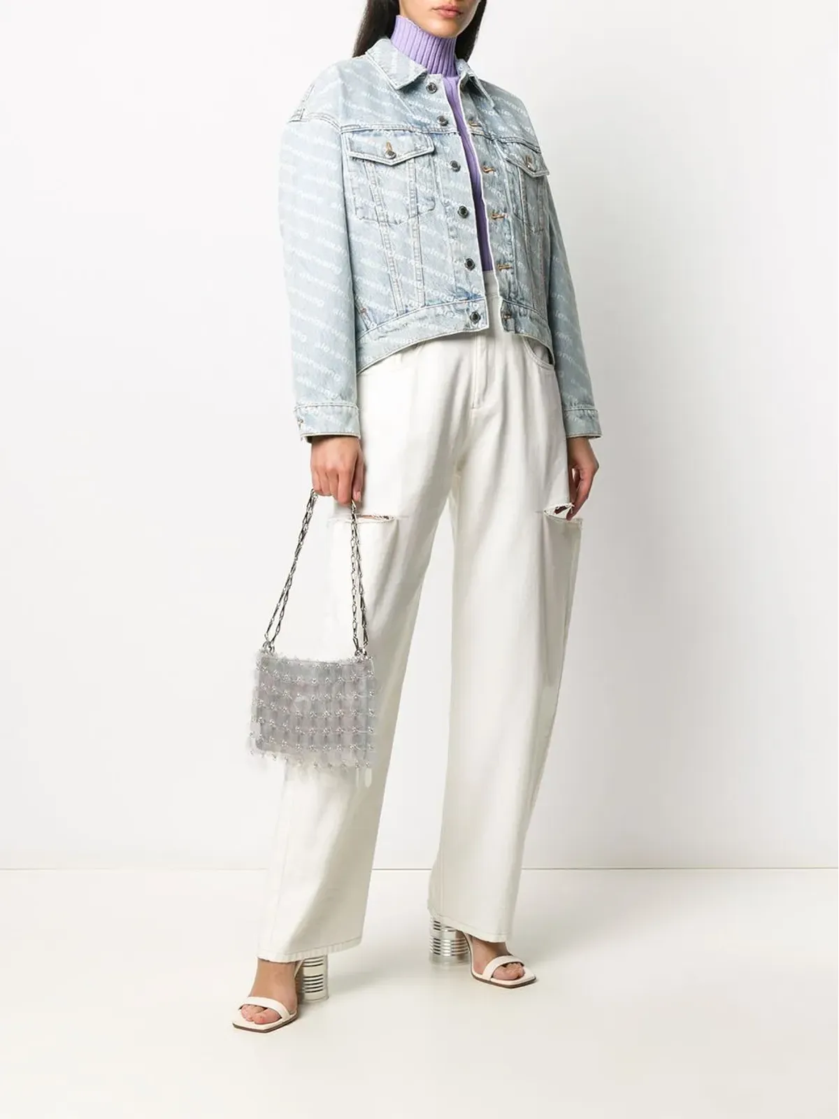 Alexander Wang フォーリングバック ロゴプリント デニムジャケット - 画像2