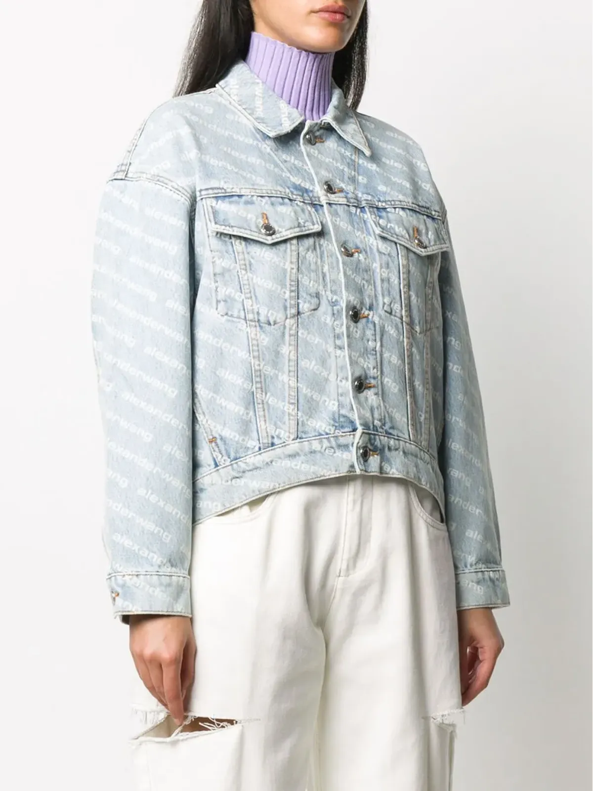 Alexander Wang フォーリングバック ロゴプリント デニムジャケット - 画像3