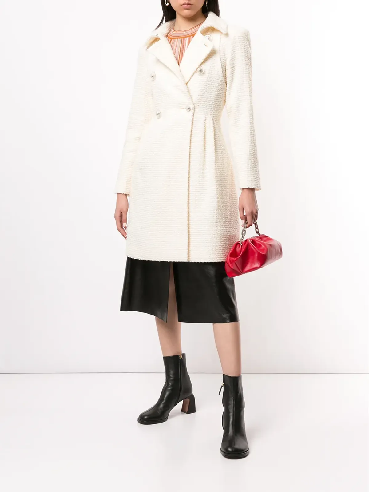CHANEL ビンテージ 1990年代 ダブルブレスト ブークレ コート（ホワイト） - 画像2