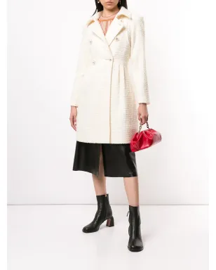 CHANEL ビンテージ 1990年代 ダブルブレスト ブークレ コート（ホワイト） - サムネイル2