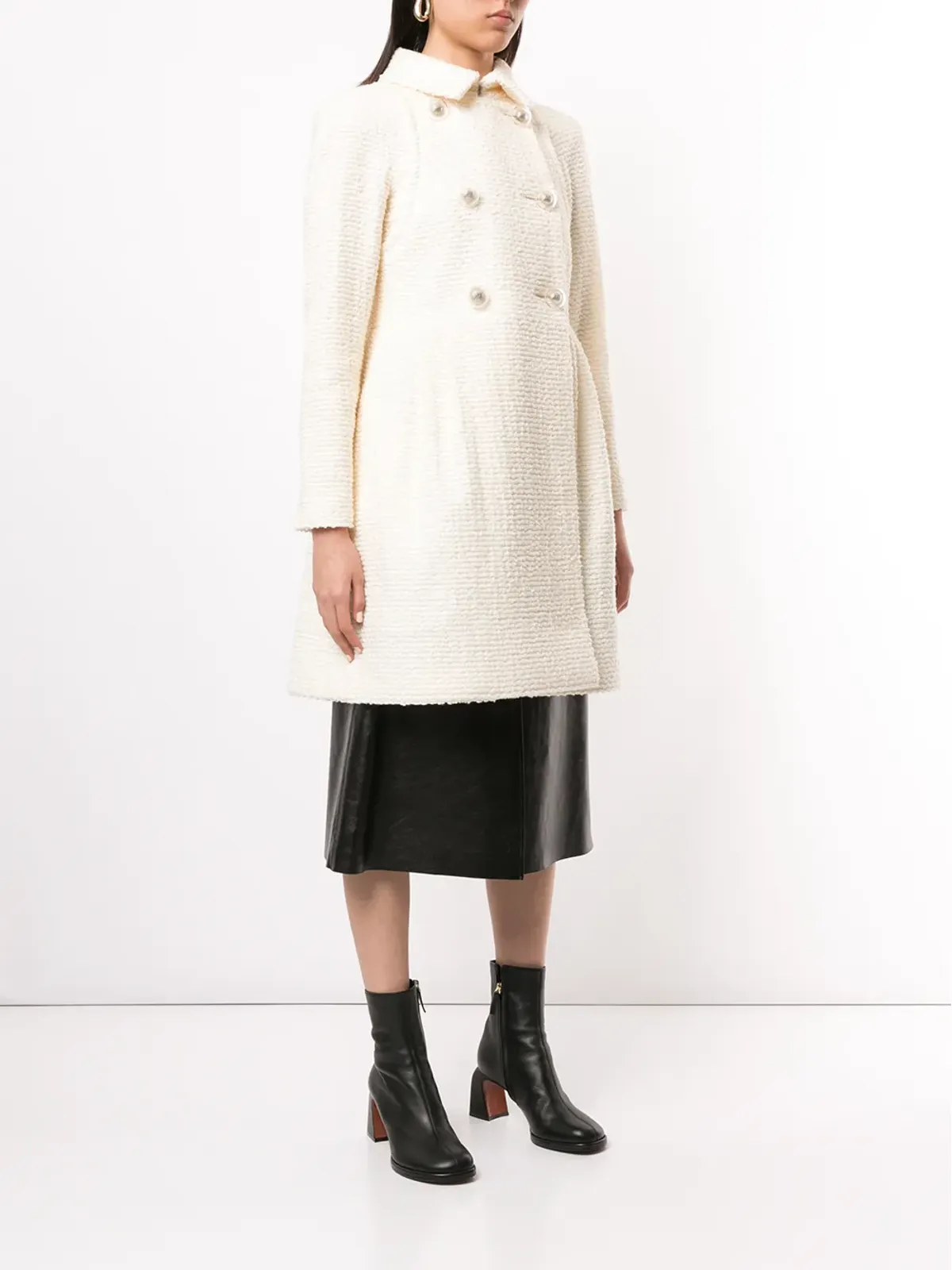 CHANEL ビンテージ 1990年代 ダブルブレスト ブークレ コート（ホワイト） - 画像3