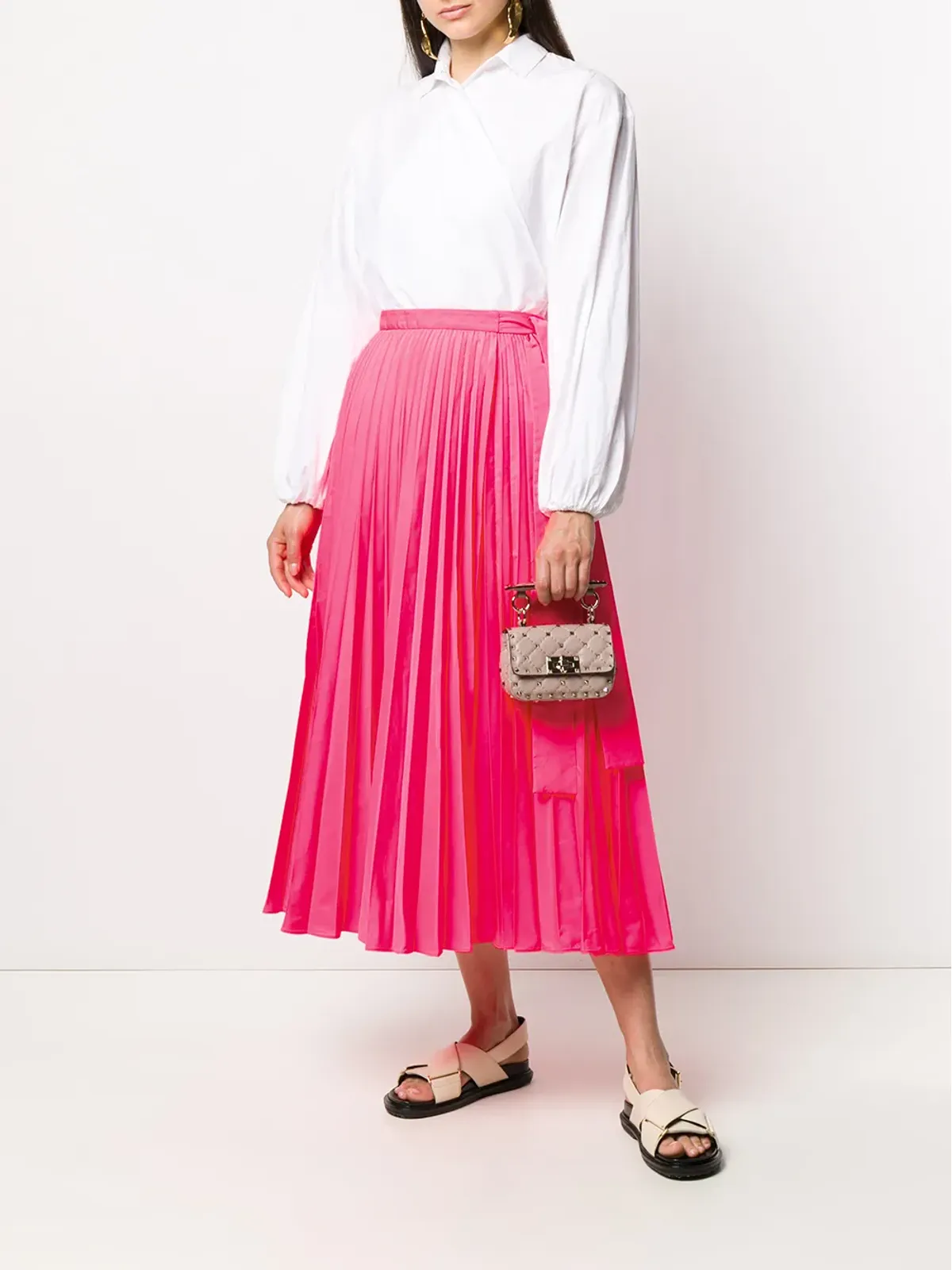 Valentino Garavani 結びウエストのプリーツスカート - 画像2