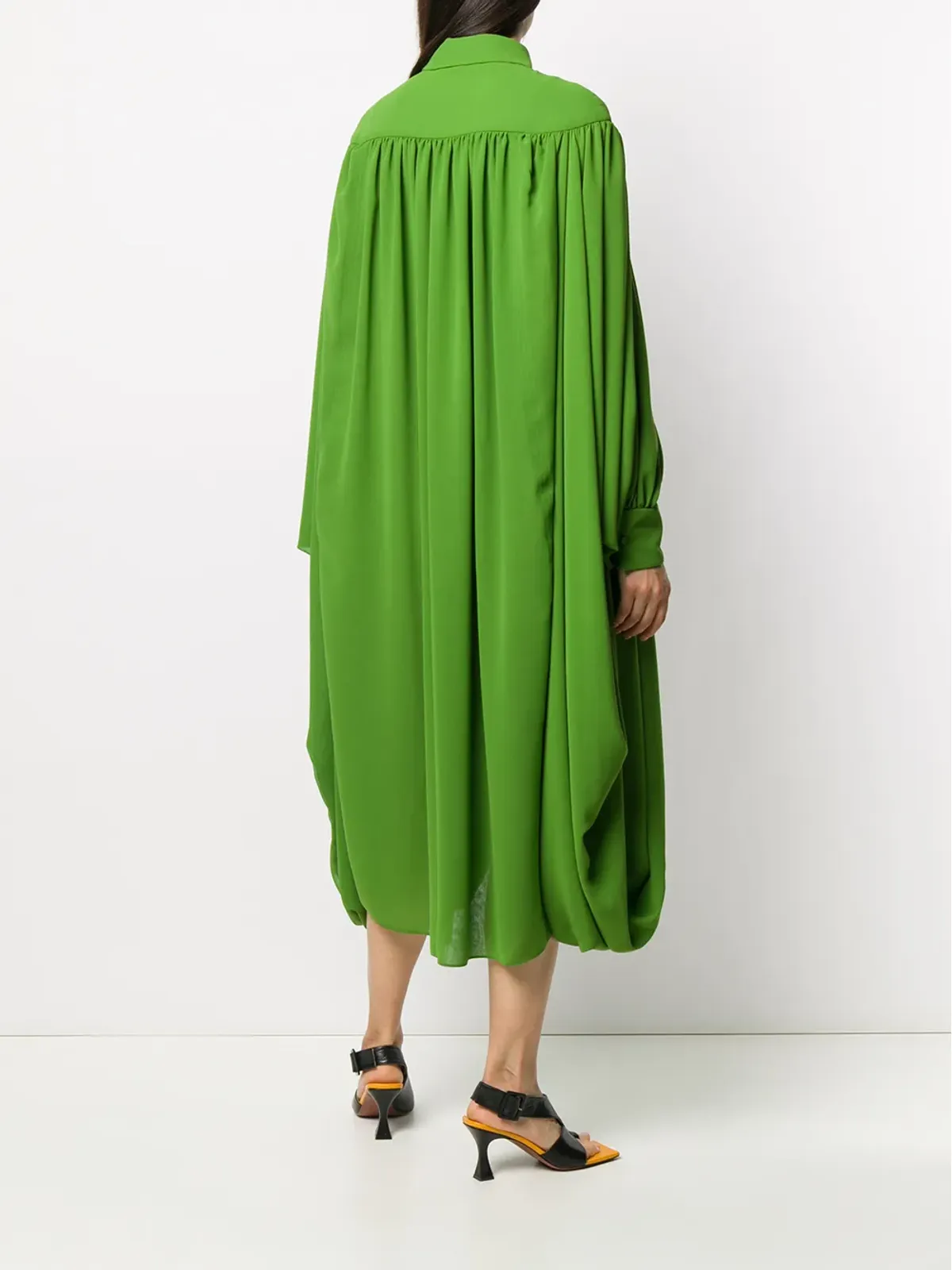 Valentino Garavani ギャザー入りヘムのプリーツシャツドレス - グリーン - 画像4