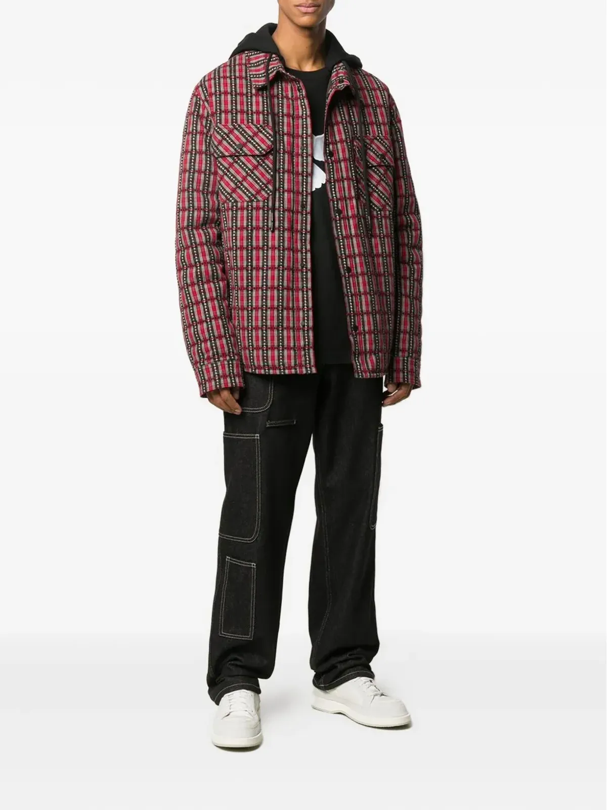 Off-White チェック柄フード付きジャケット - 画像2