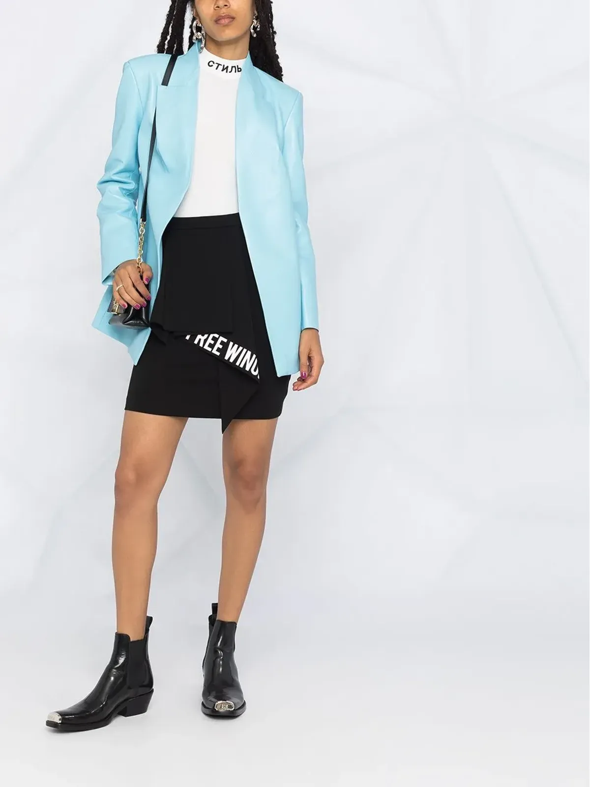 Off-White スローガンプリント・フリルディテールスカート - 画像2